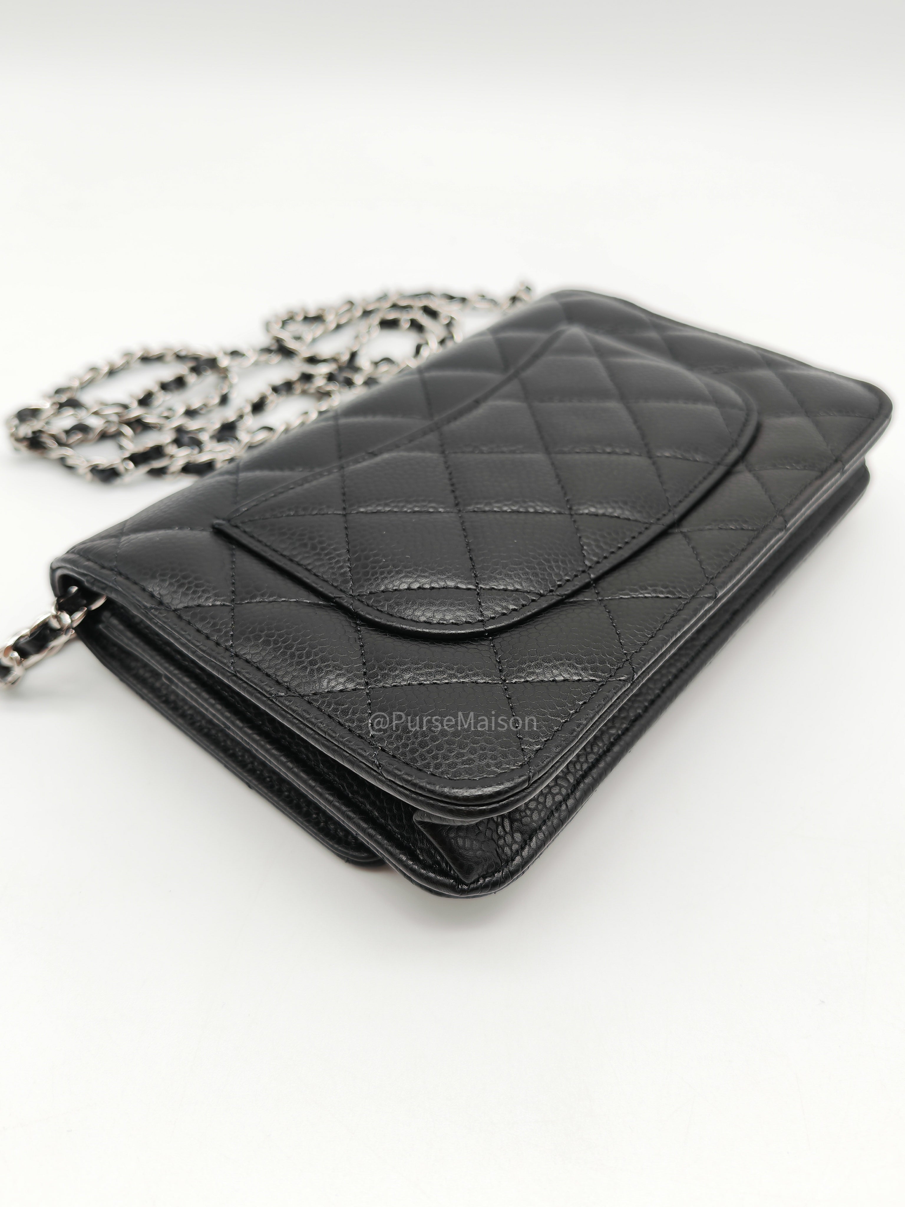 Chanel Wallet on Chain (WOC) in Black Caviar Leather Silver Hardware Microchip (X9****PL)