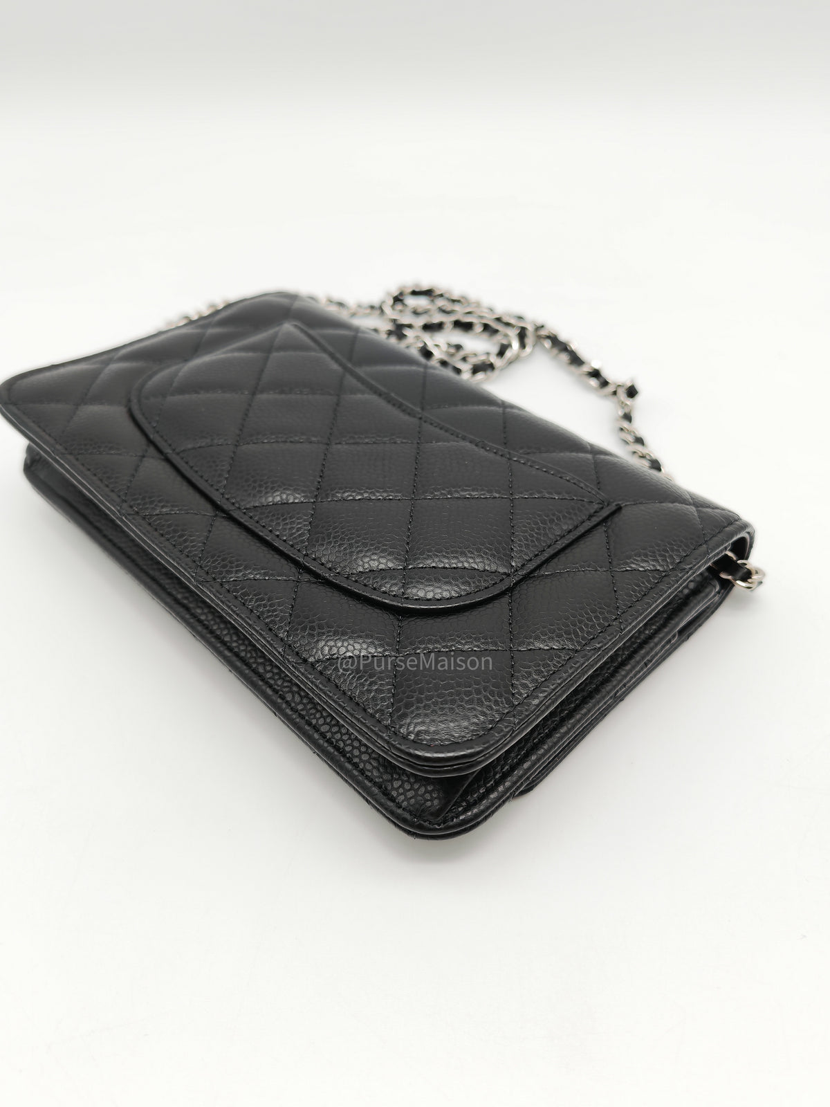Chanel Wallet on Chain (WOC) in Black Caviar Leather Silver Hardware Microchip (X9****PL)