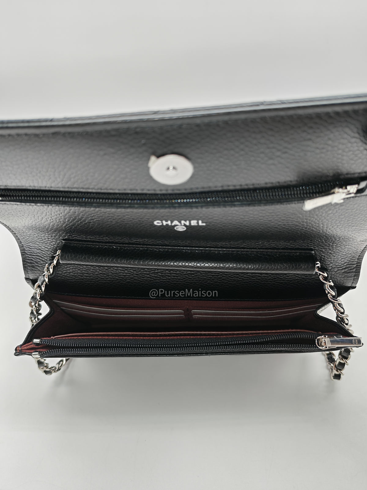 Chanel Wallet on Chain (WOC) in Black Caviar Leather Silver Hardware Microchip (X9****PL)
