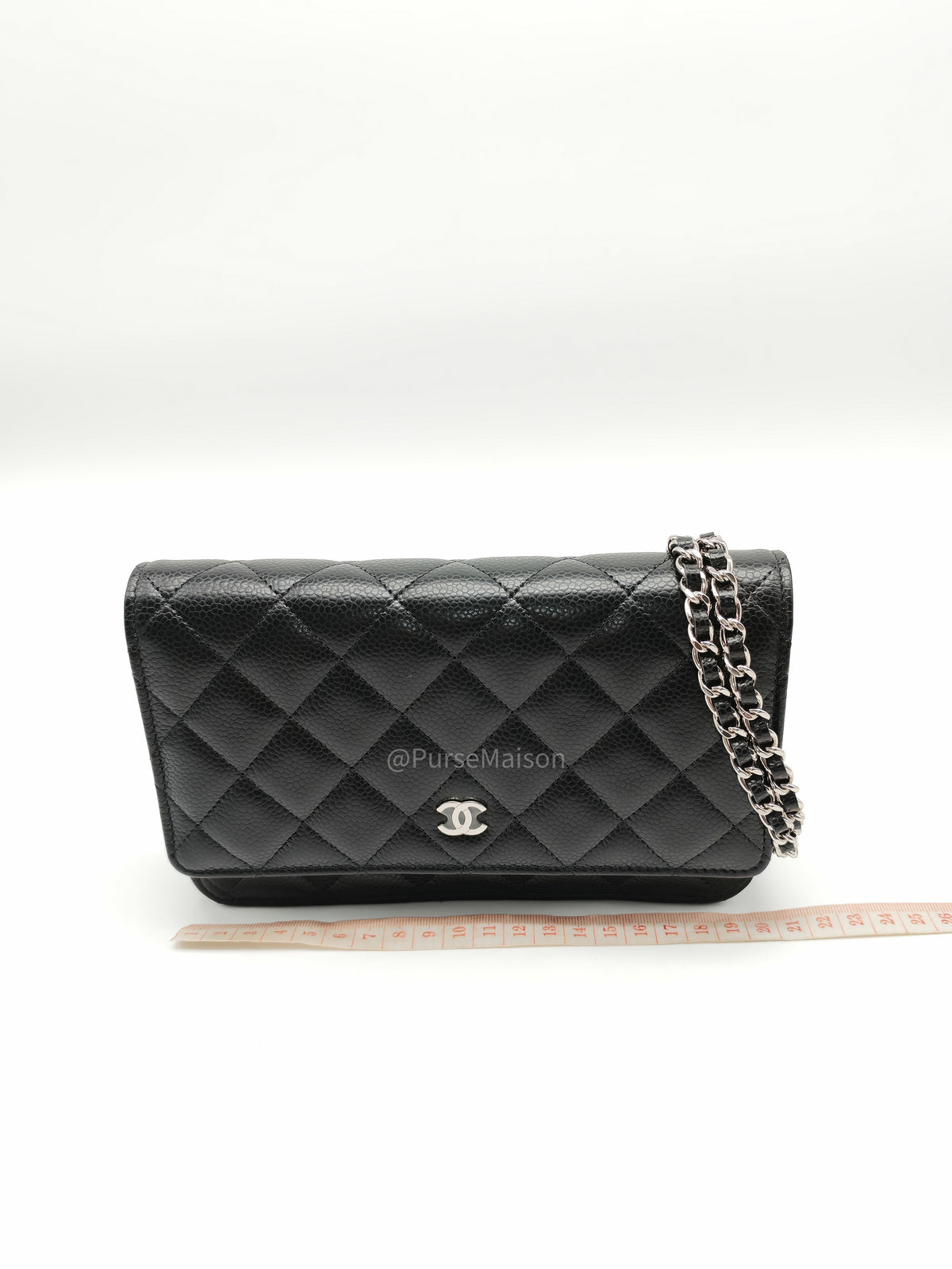 Chanel Wallet on Chain (WOC) in Black Caviar Leather Silver Hardware Microchip (X9****PL)