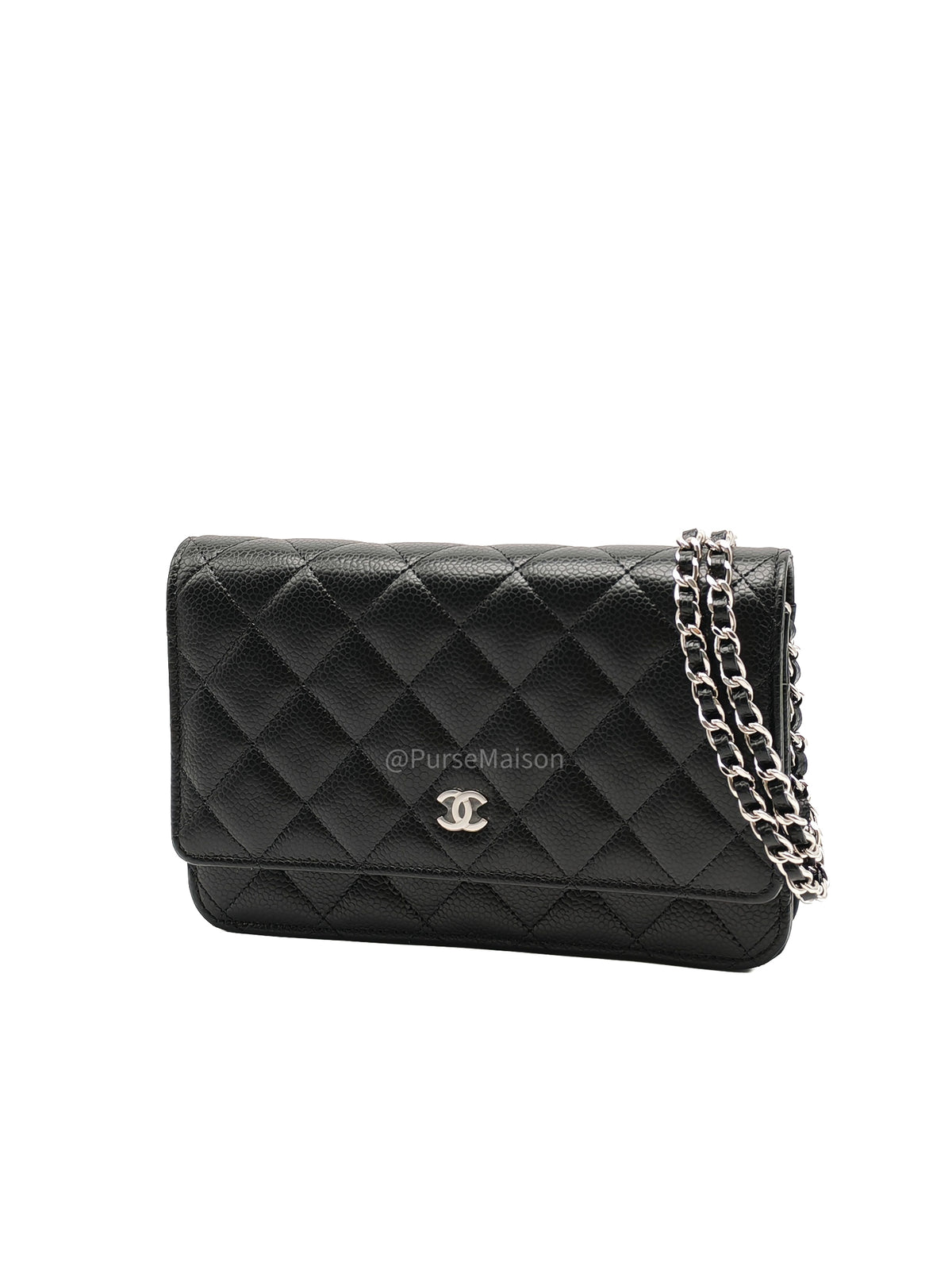 Chanel Wallet on Chain (WOC) in Black Caviar Leather Silver Hardware Microchip (X9****PL)