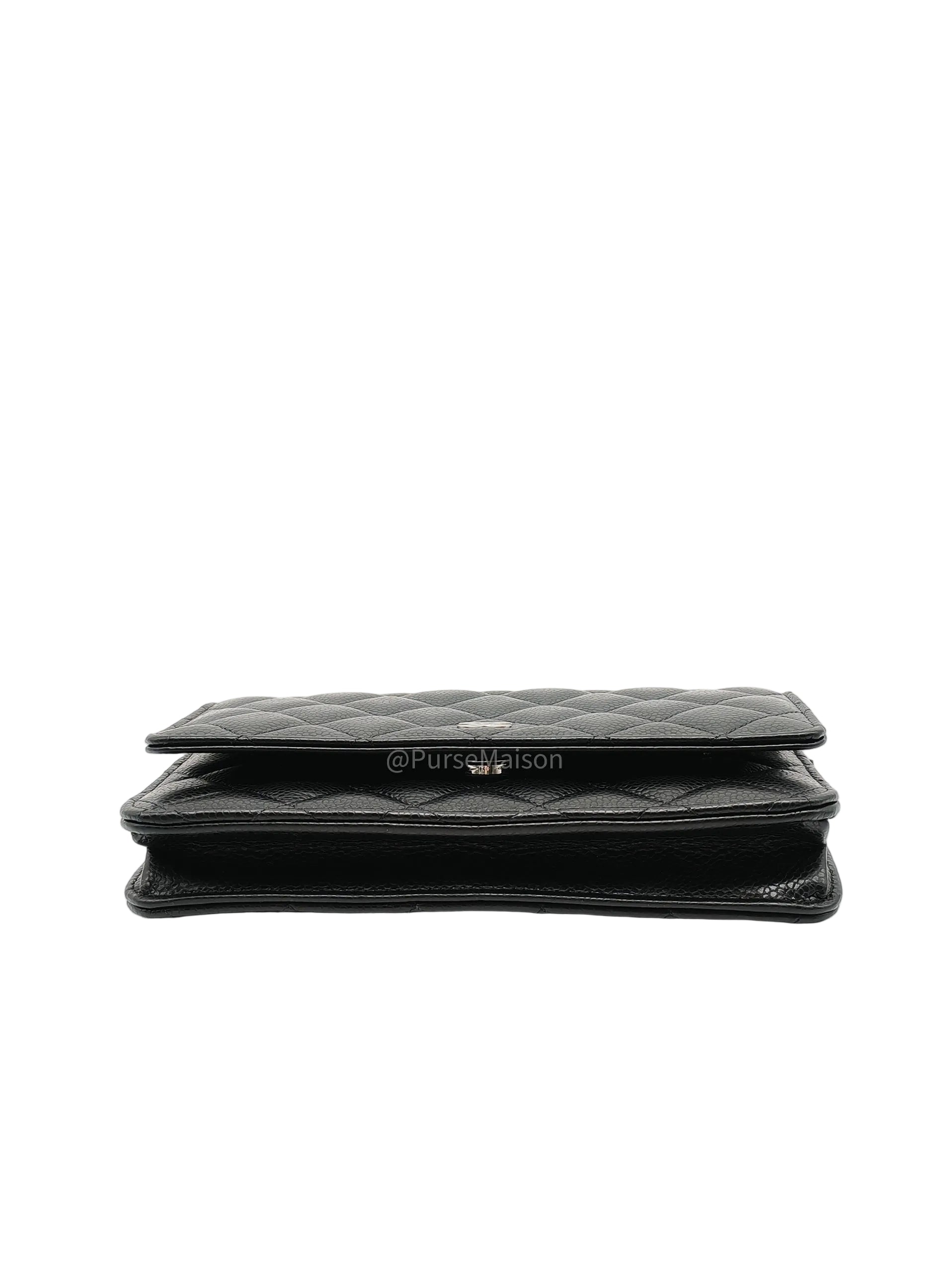Chanel Wallet on Chain (WOC) in Black Caviar Leather Silver Hardware Microchip (X9****PL)