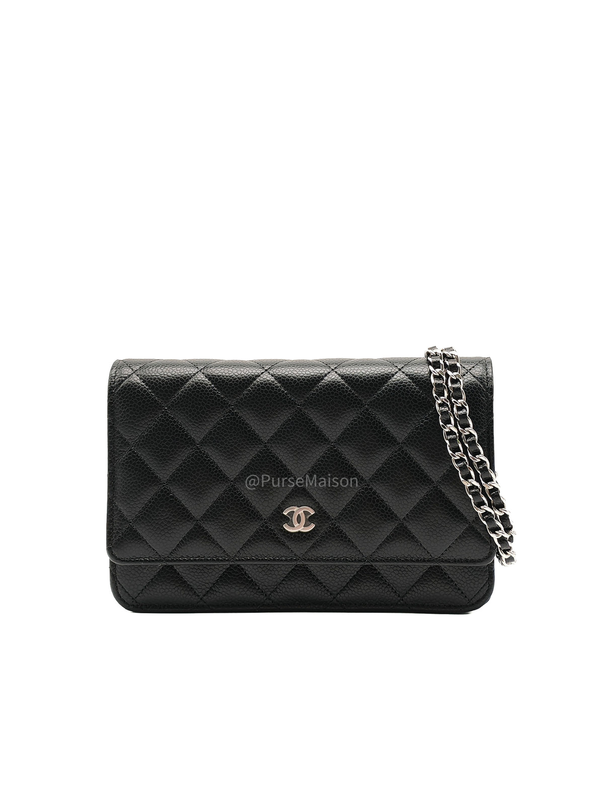 Chanel Wallet on Chain (WOC) in Black Caviar Leather Silver Hardware Microchip (X9****PL)