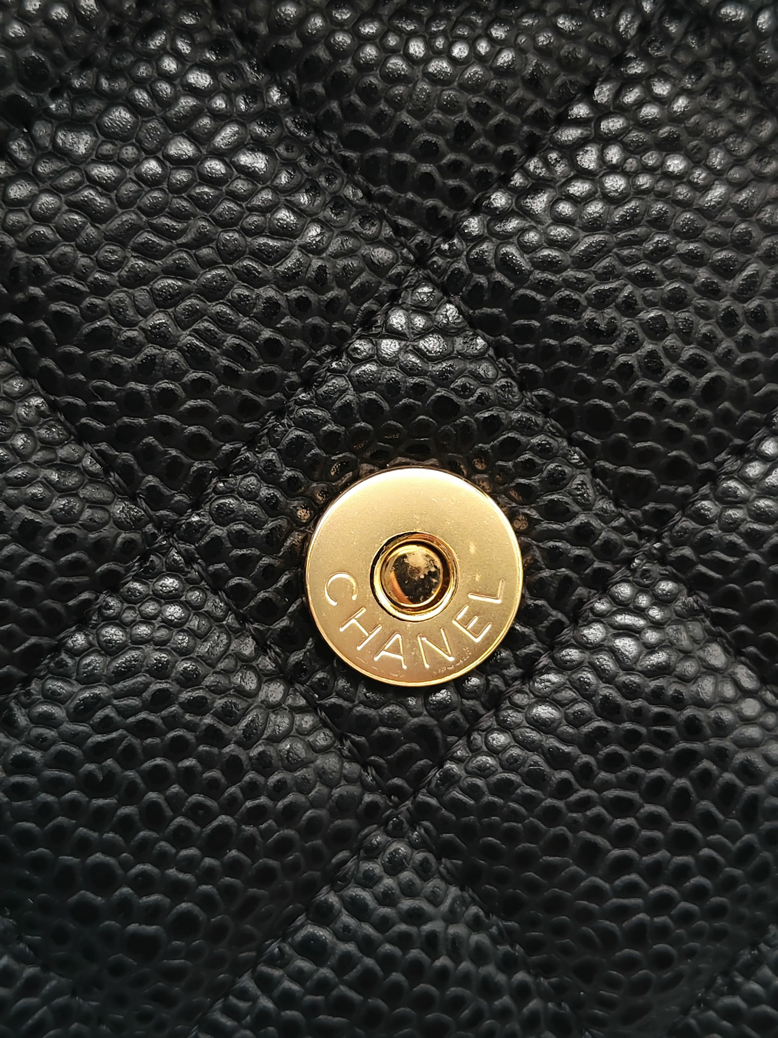 Chanel Classic Wallet on Chain (WOC) in Black Caviar Leather Silver Hardware Series (29****17)