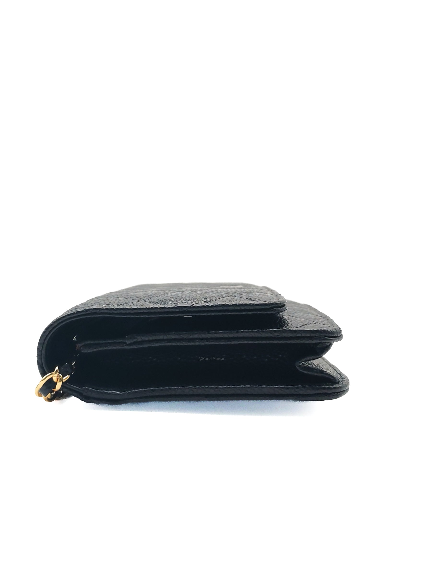 Chanel Classic Wallet on Chain (WOC) in Black Caviar Leather Silver Hardware Series (29****17)