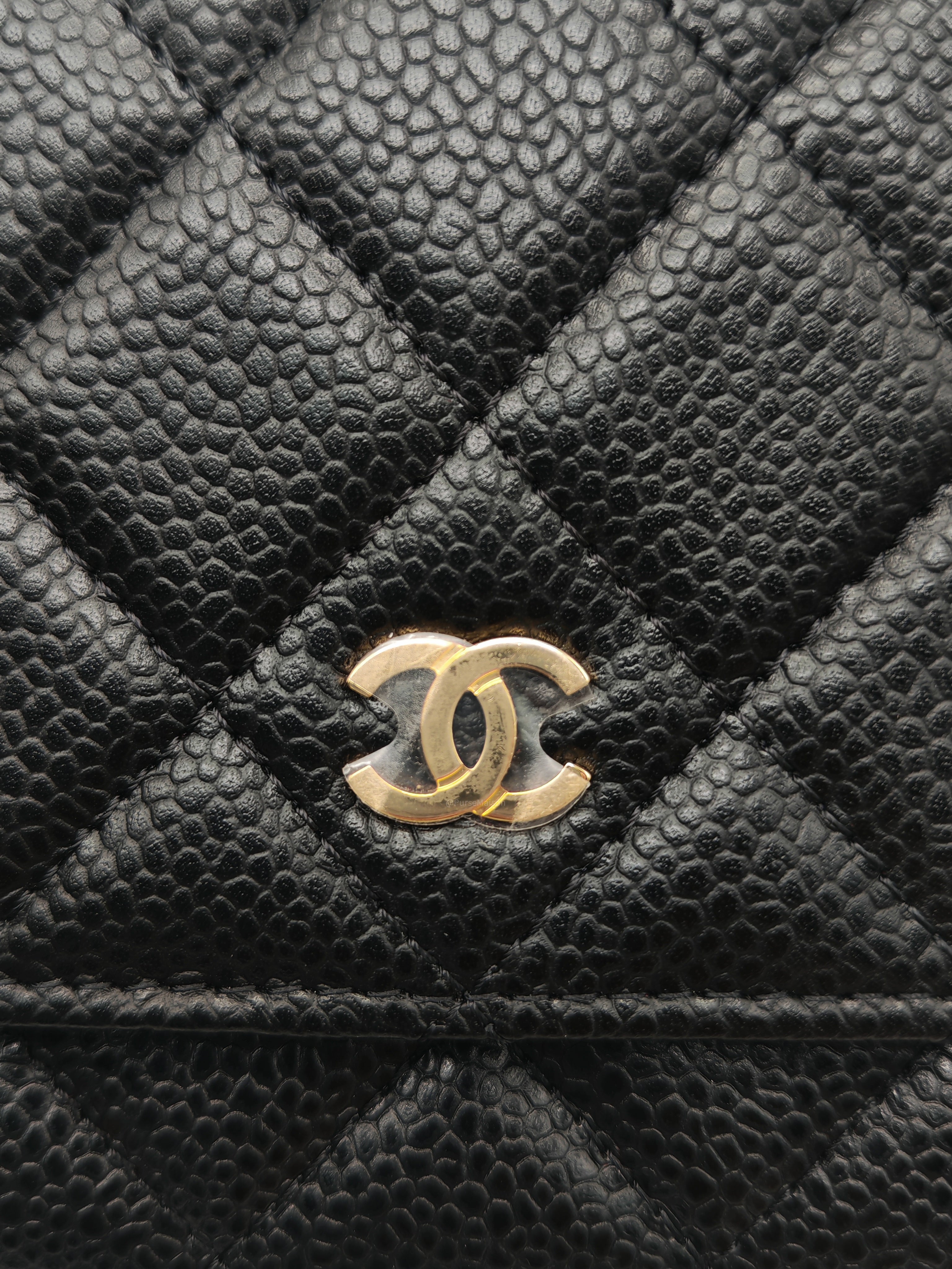 Chanel Classic Wallet on Chain (WOC) in Black Caviar Leather in Gold Hardware Microchip (HK****3L)
