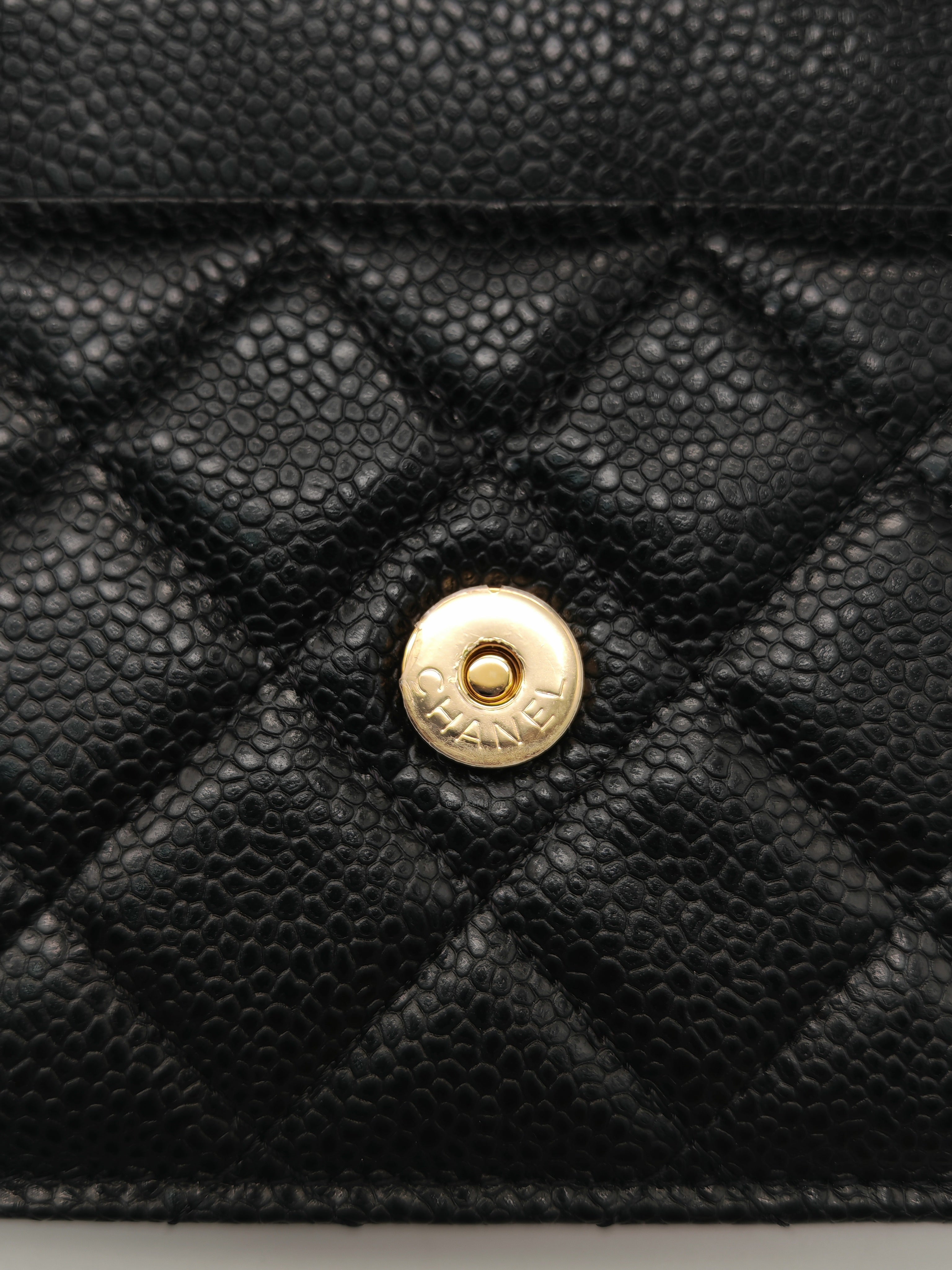 Chanel Classic Wallet on Chain (WOC) in Black Caviar Leather in Gold Hardware Microchip (HK****3L)