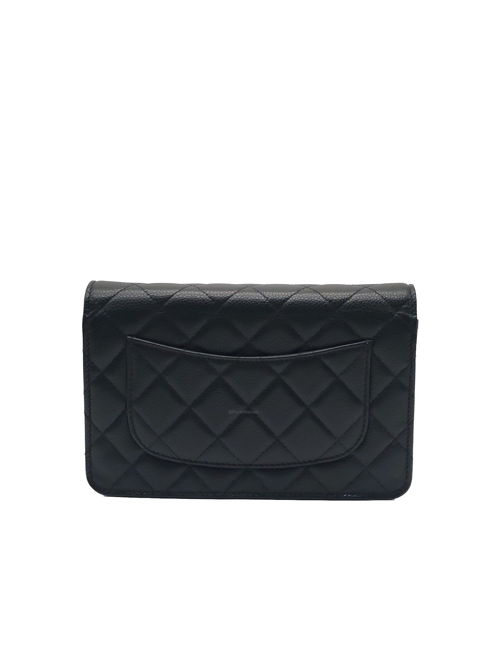 Chanel Classic Wallet on Chain (WOC) in Black Caviar Leather in Gold Hardware Microchip (HK****3L)