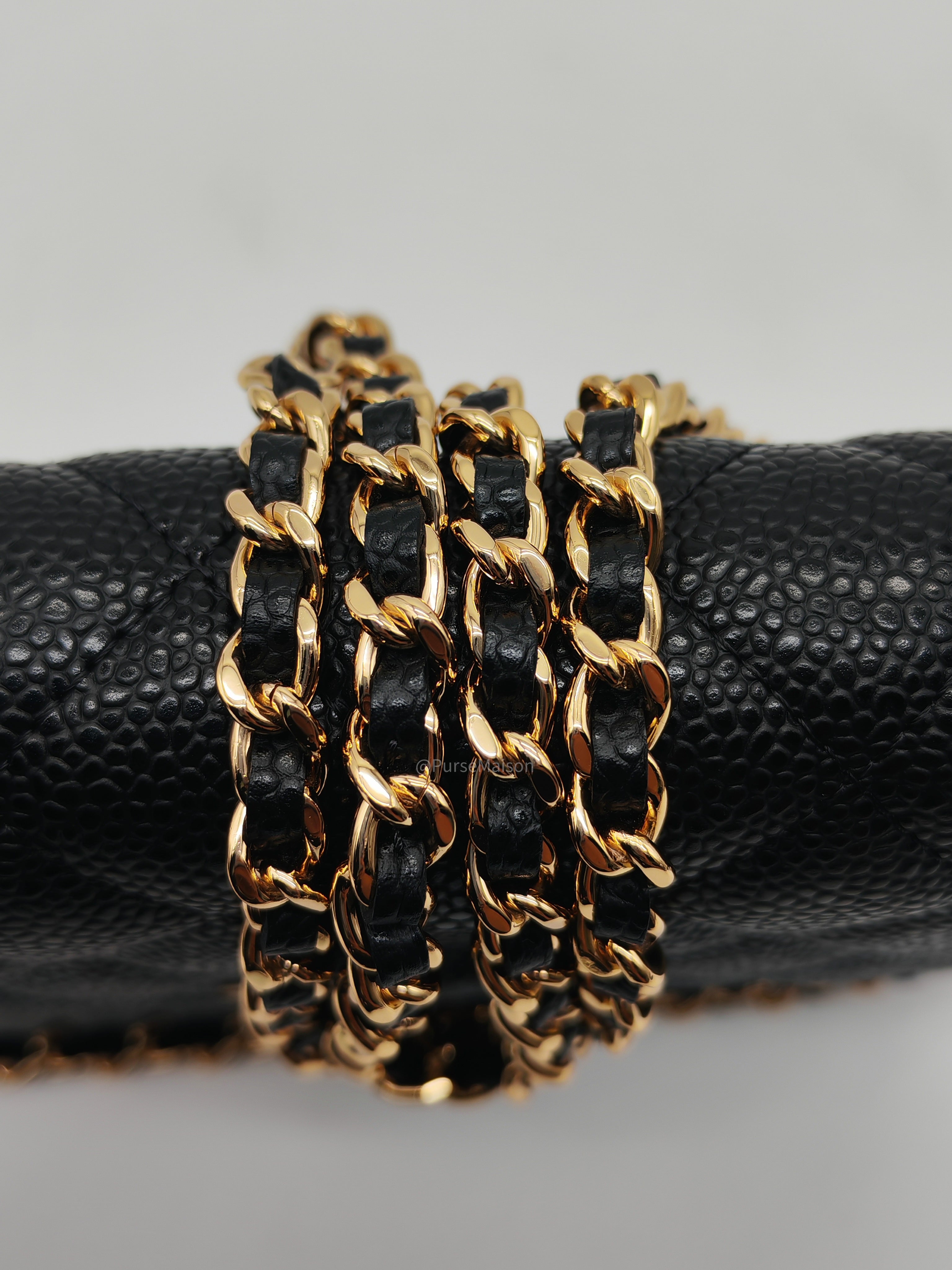 Chanel Classic Wallet on Chan (WOC) in Black Caviar Leather Gold Hardware (Series 29)