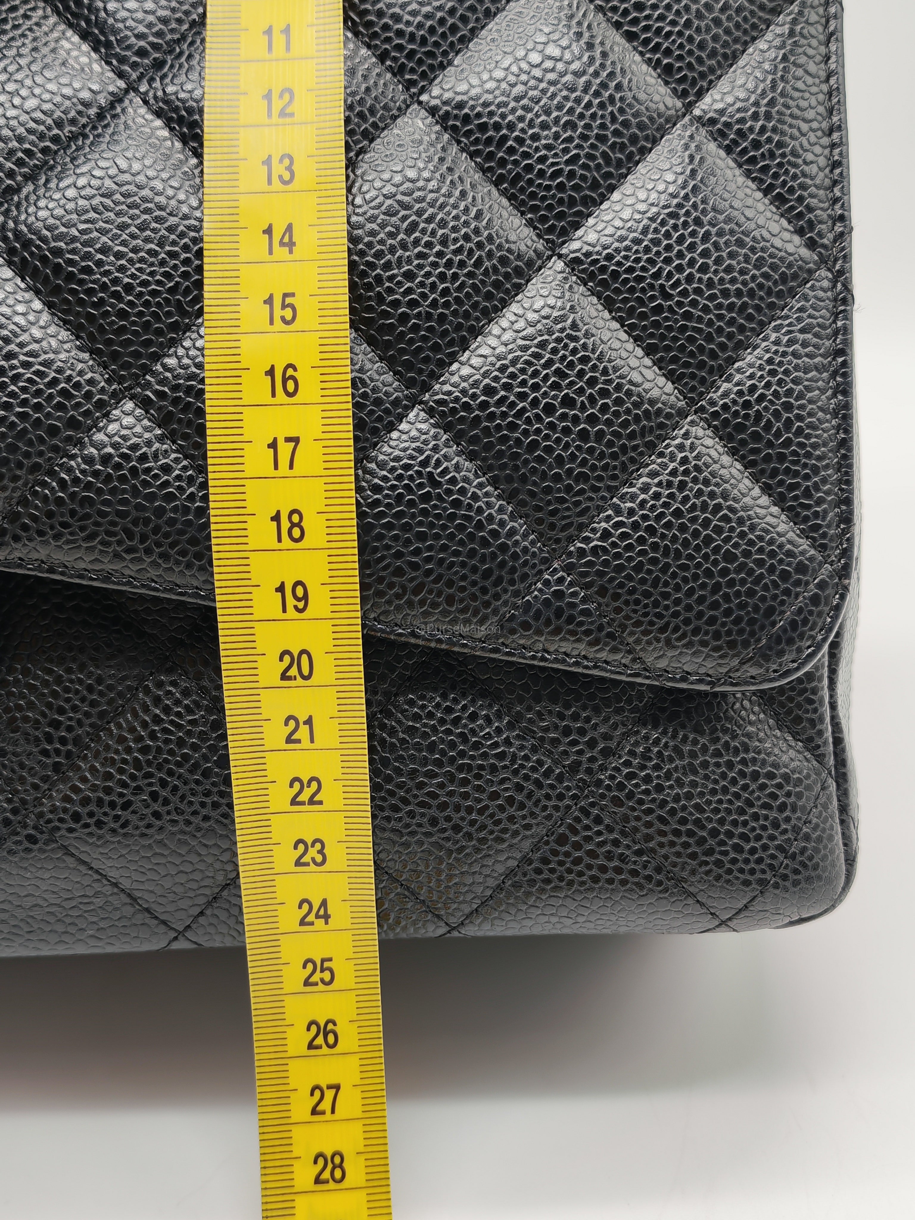 Chanel Classic Double Flap Maxi in Black Quilted Caviar Leather and Gold Hardware Series 15