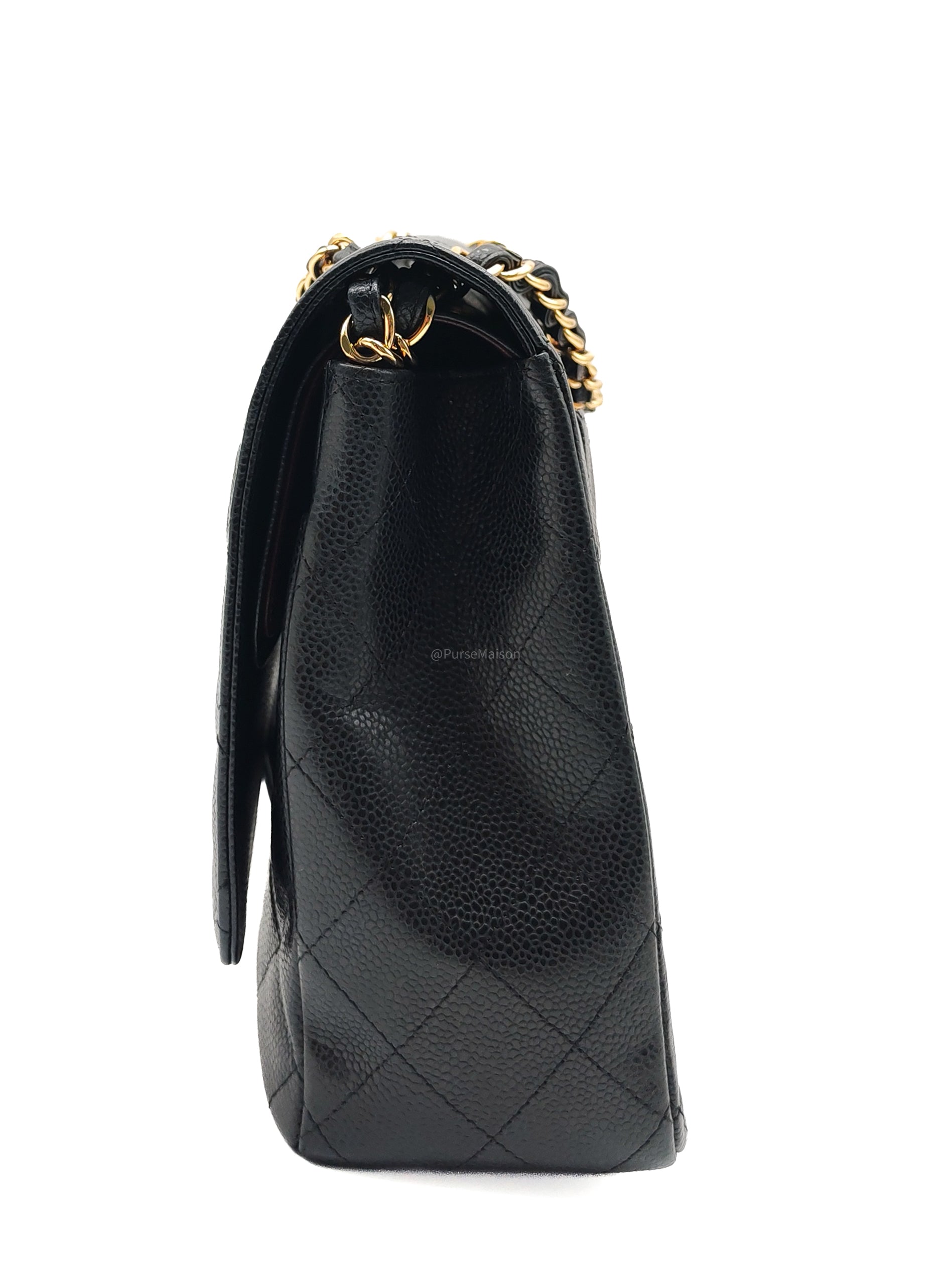 Chanel Classic Double Flap Maxi in Black Quilted Caviar Leather and Gold Hardware Series 15