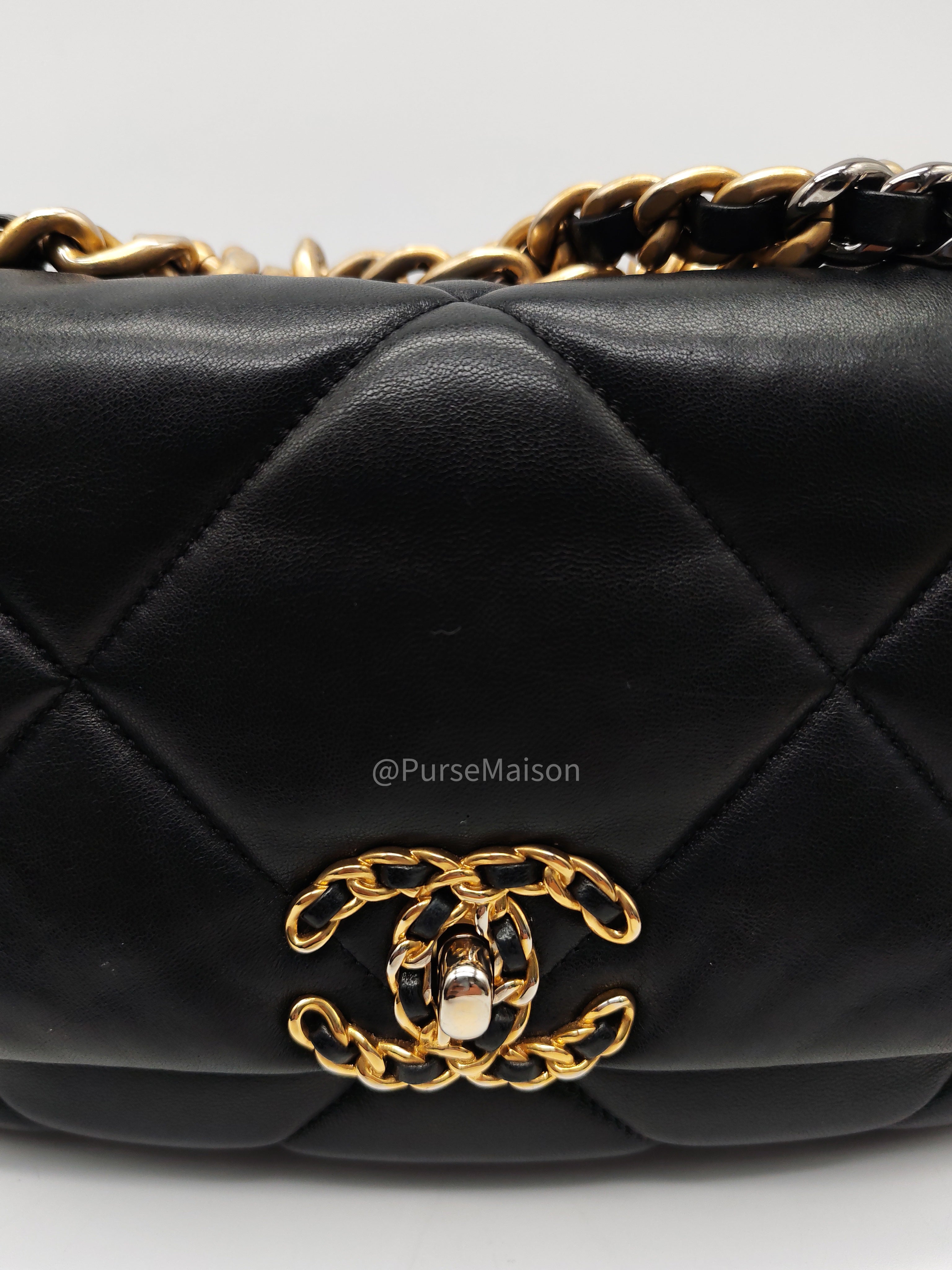 Chanel 19 Small in Black Quilted Lambskin Leather and Mix Hardware Series 31