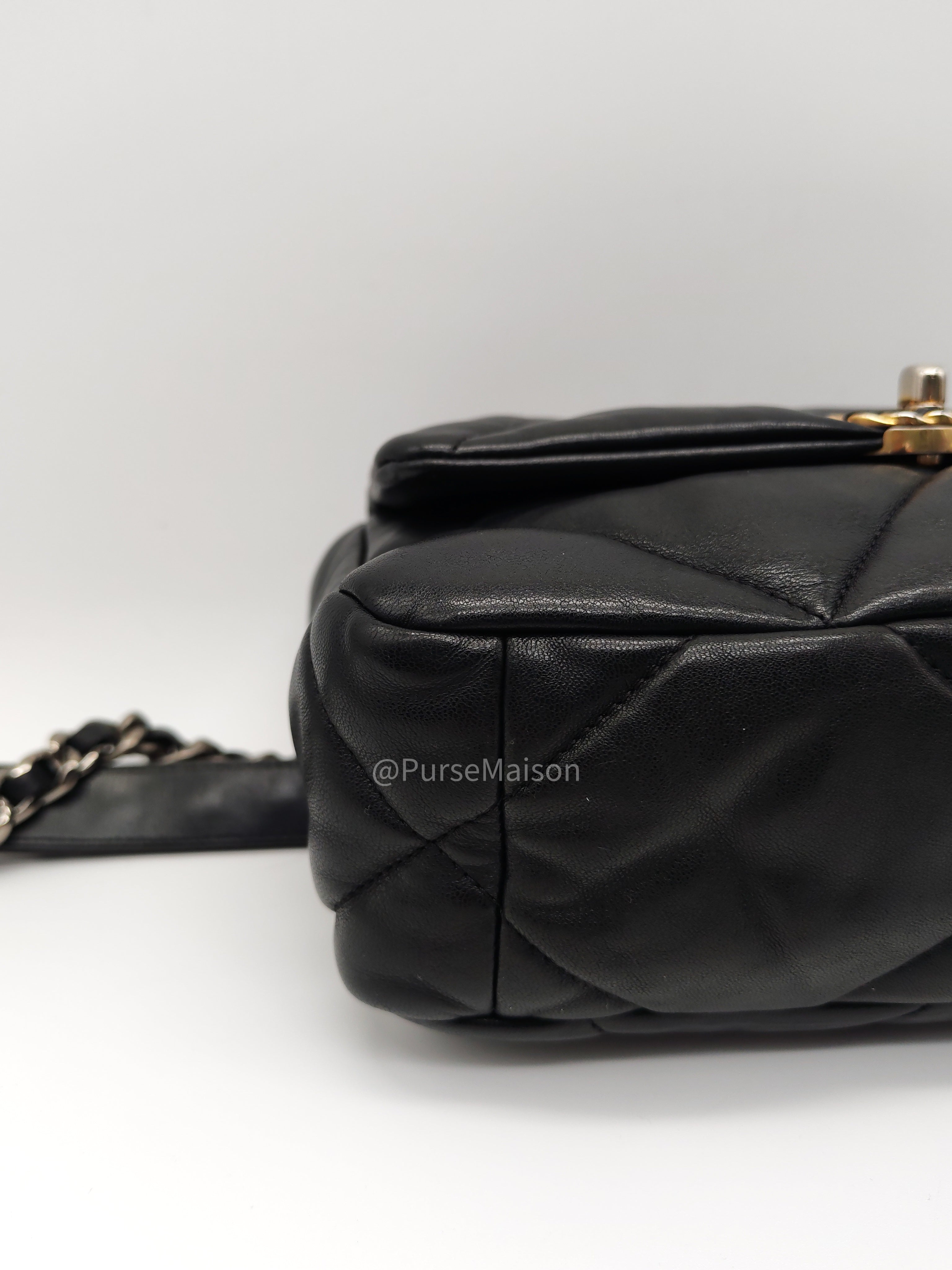 Chanel 19 Small in Black Quilted Lambskin Leather and Mix Hardware Series 31