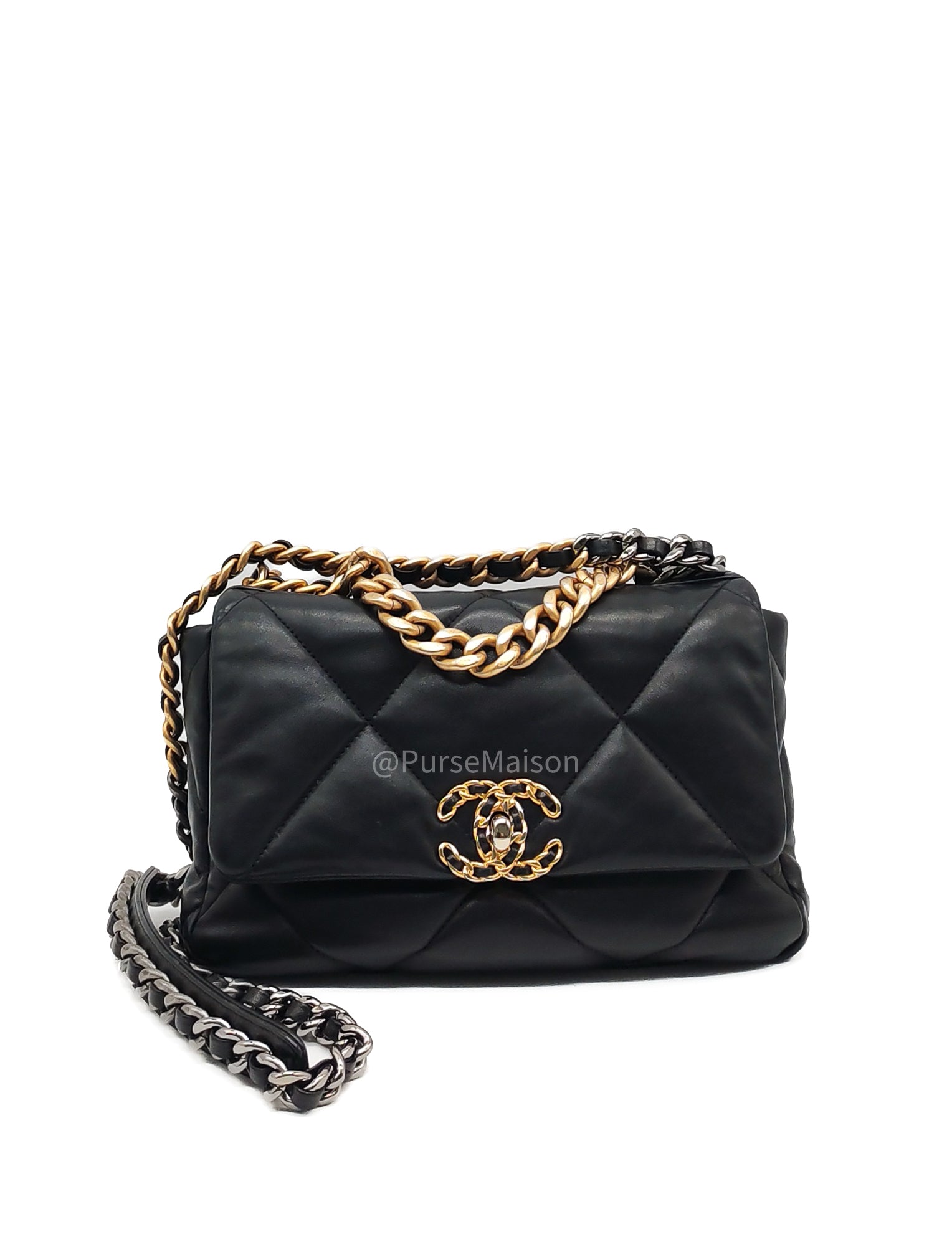 Chanel 19 Small in Black Quilted Lambskin Leather and Mix Hardware Series 31