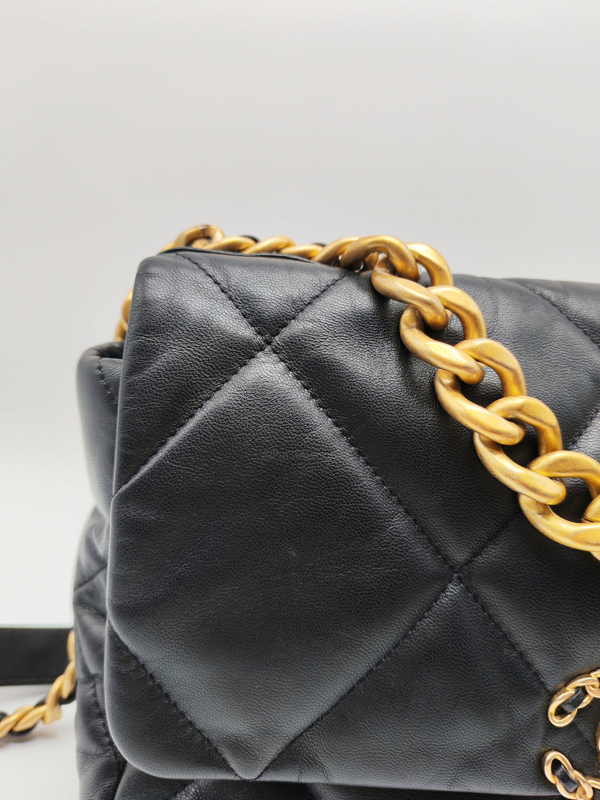 Chanel 19 Large in Black Quilted Lambskin Leather and Mix Hardware Series 30