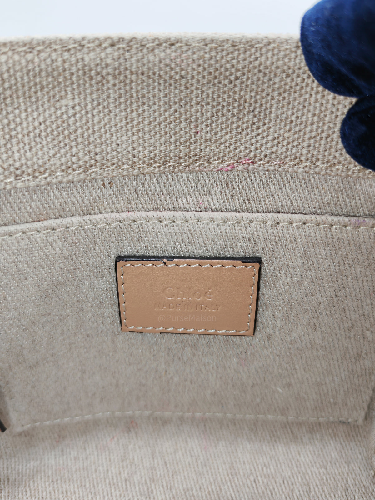 Chloe Mini Woody Tote Bag in Brown Linen Canvas