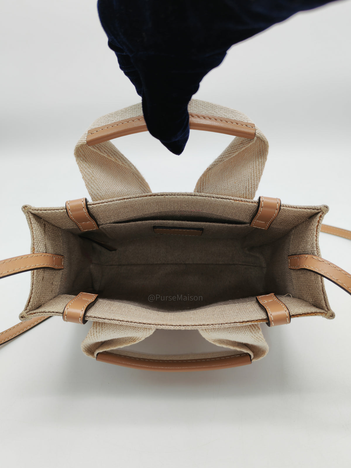 Chloe Mini Woody Tote Bag in Brown Linen Canvas