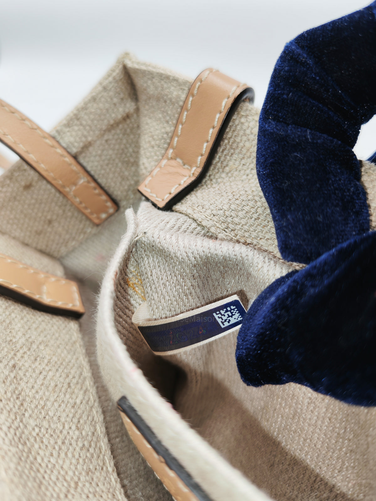 Chloe Mini Woody Tote Bag in Brown Linen Canvas