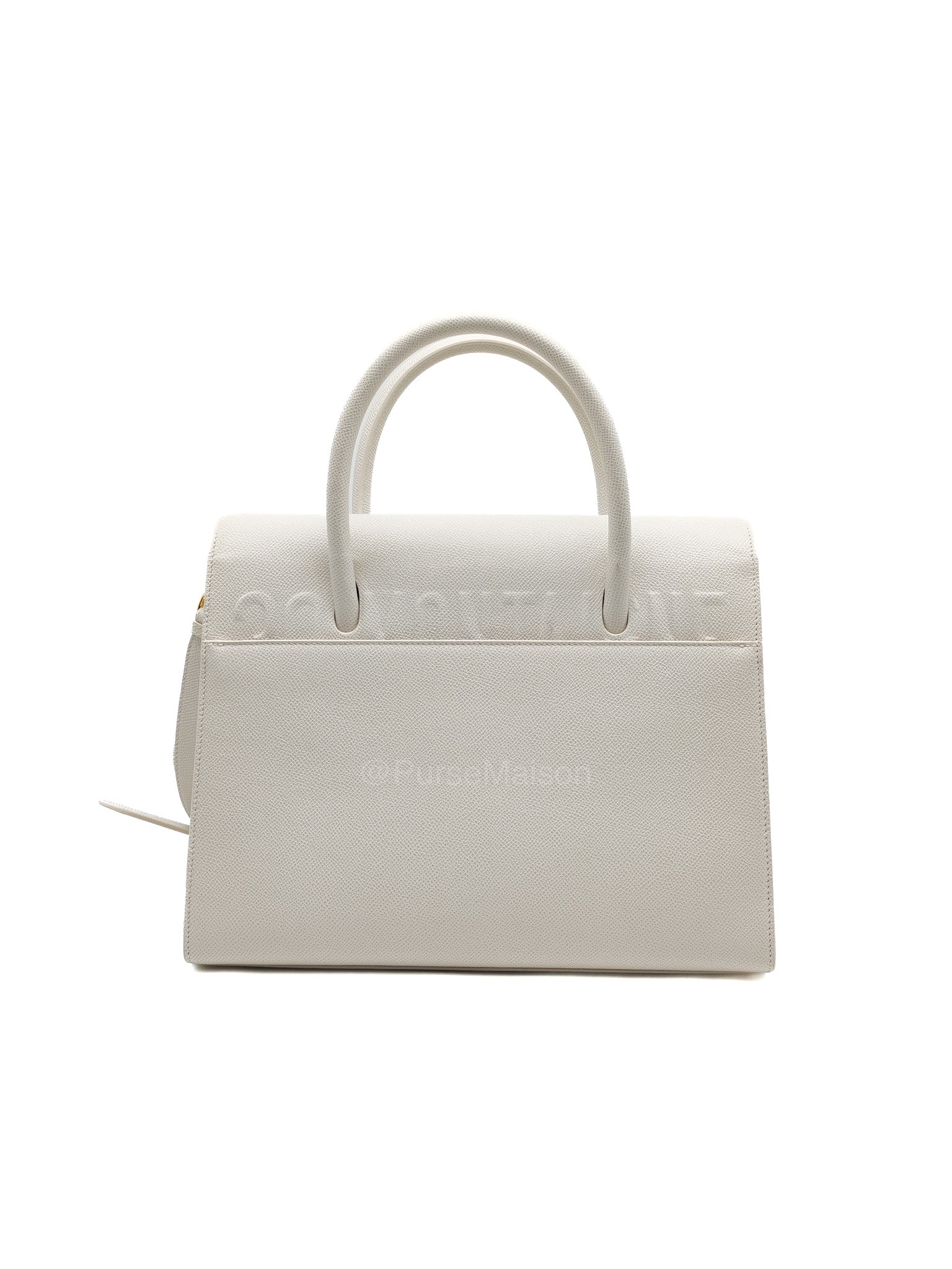Christian Dior Saint Honore Tote Bag in Off White Grained Calfskin Leather Shoulder Bag