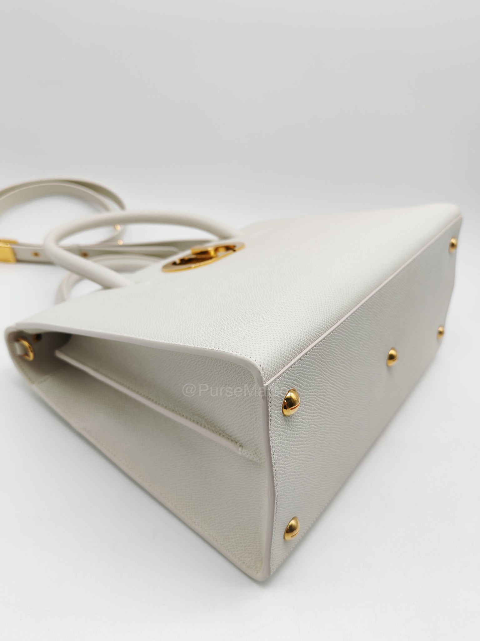 Christian Dior Saint Honore Tote Bag in Off White Grained Calfskin Leather Shoulder Bag