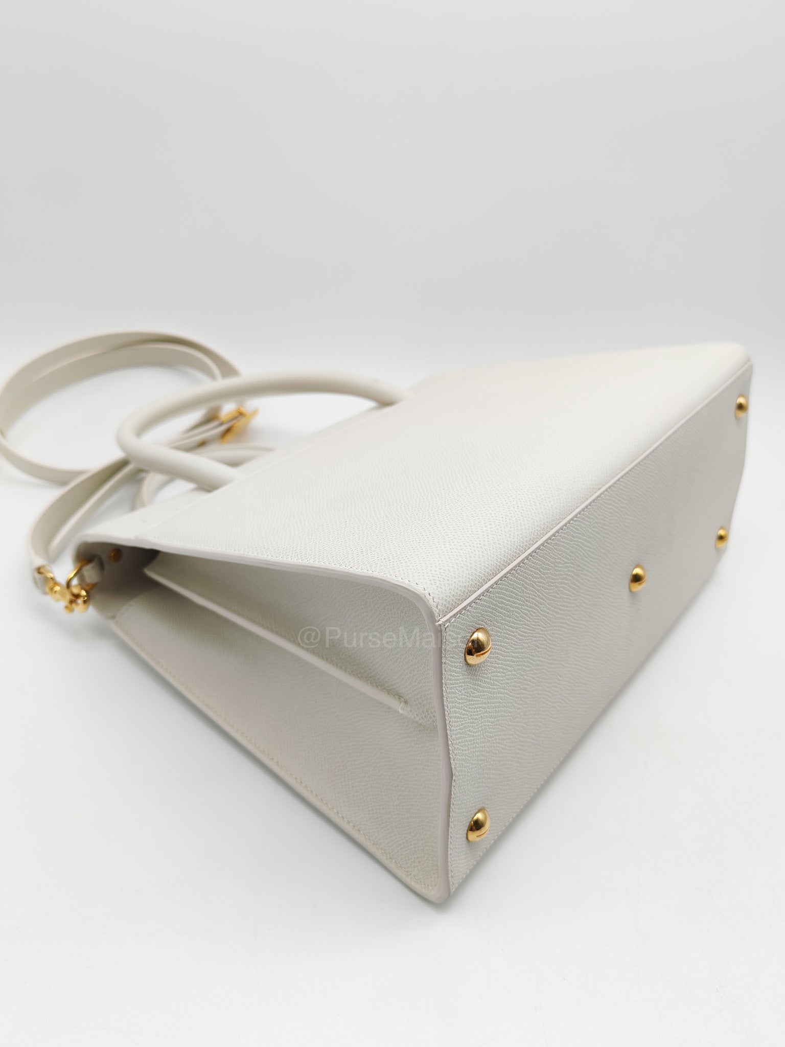 Christian Dior Saint Honore Tote Bag in Off White Grained Calfskin Leather Shoulder Bag