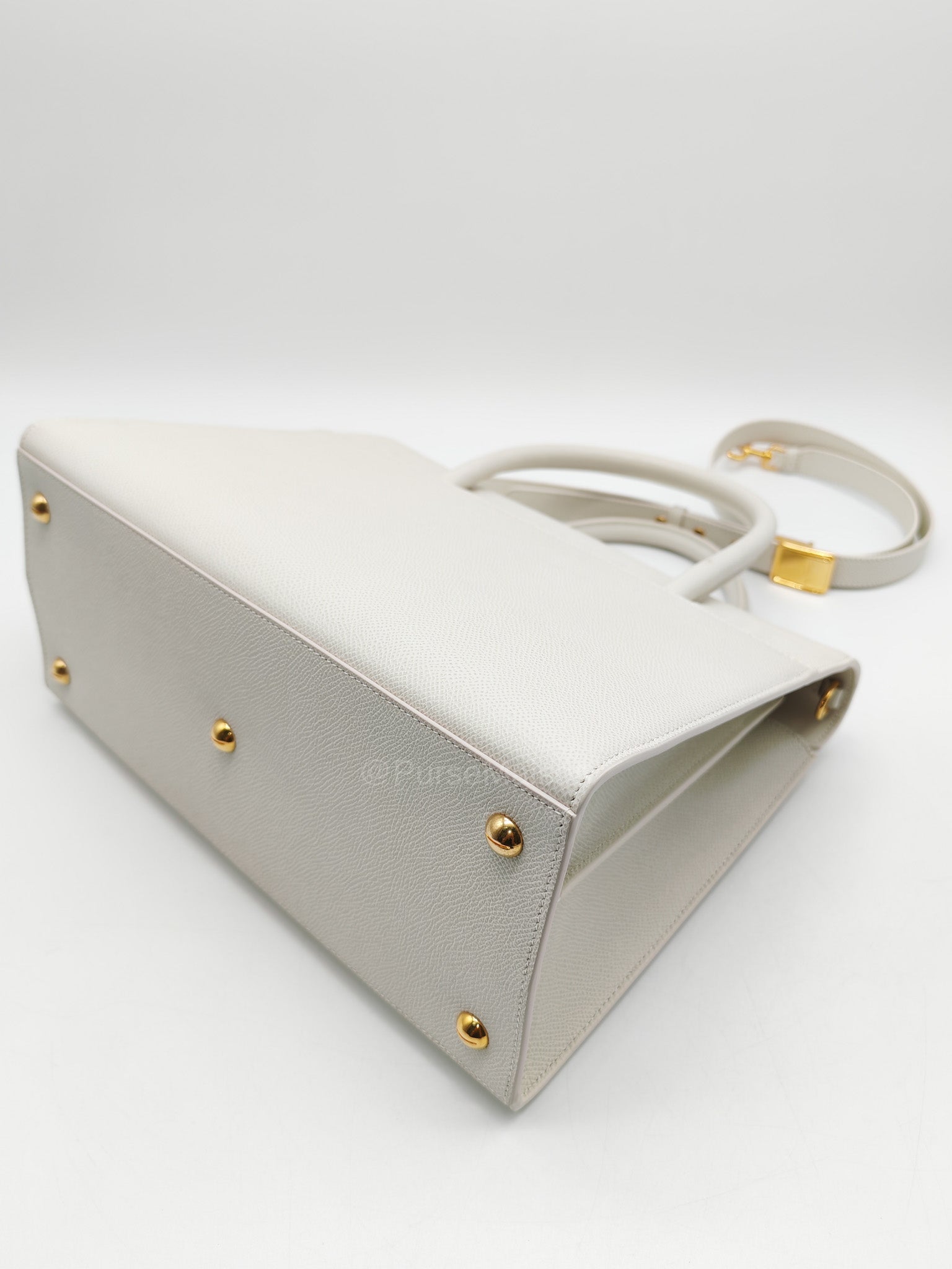 Christian Dior Saint Honore Tote Bag in Off White Grained Calfskin Leather Shoulder Bag