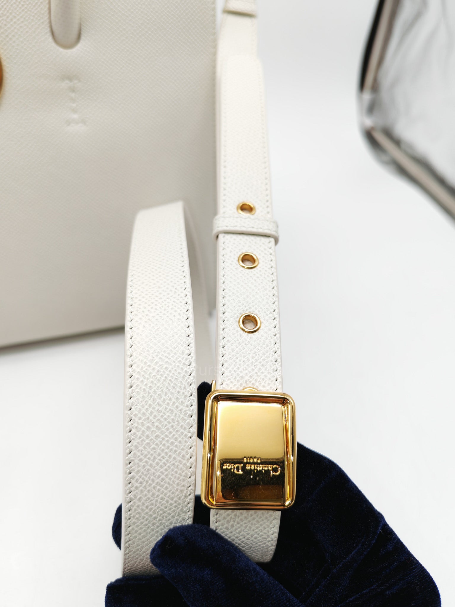 Christian Dior Saint Honore Tote Bag in Off White Grained Calfskin Leather Shoulder Bag