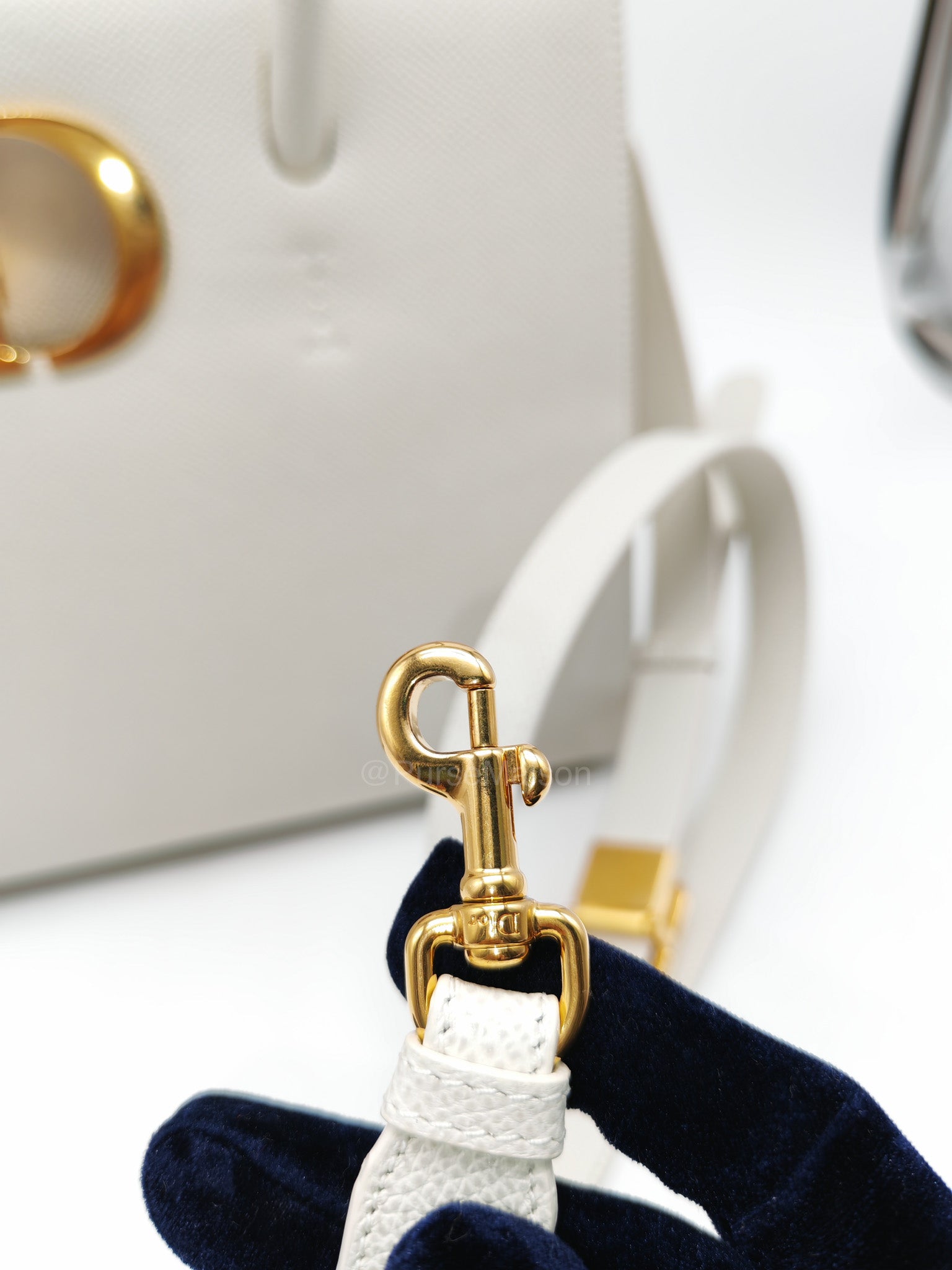 Christian Dior Saint Honore Tote Bag in Off White Grained Calfskin Leather Shoulder Bag