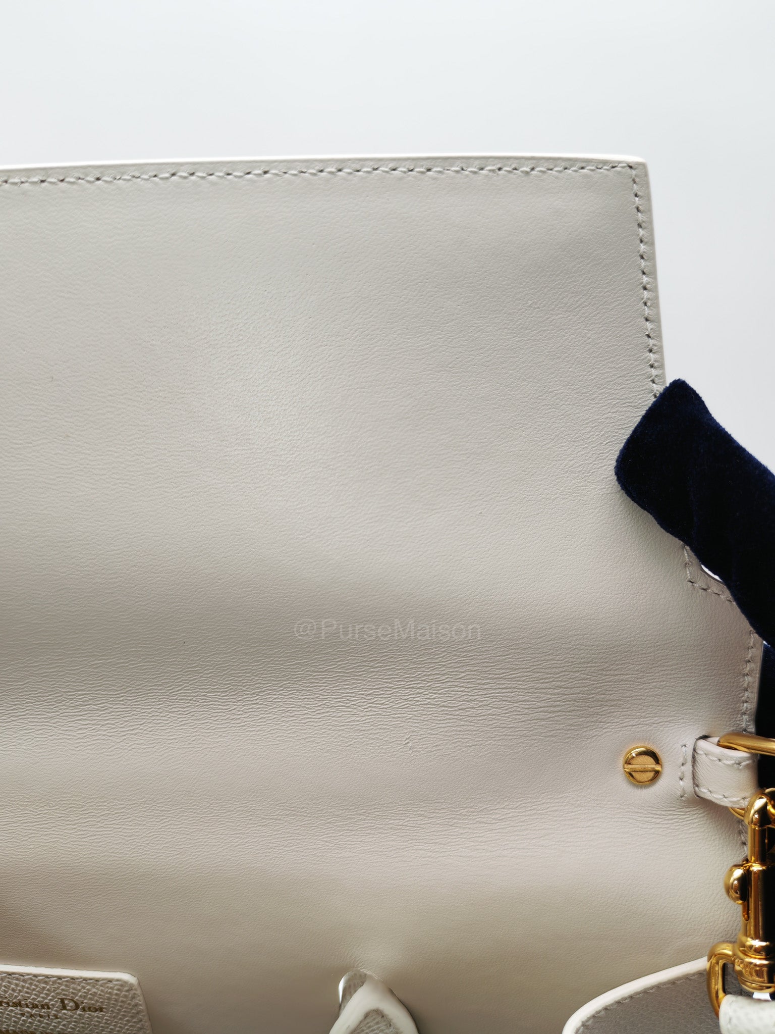 Christian Dior Saint Honore Tote Bag in Off White Grained Calfskin Leather Shoulder Bag