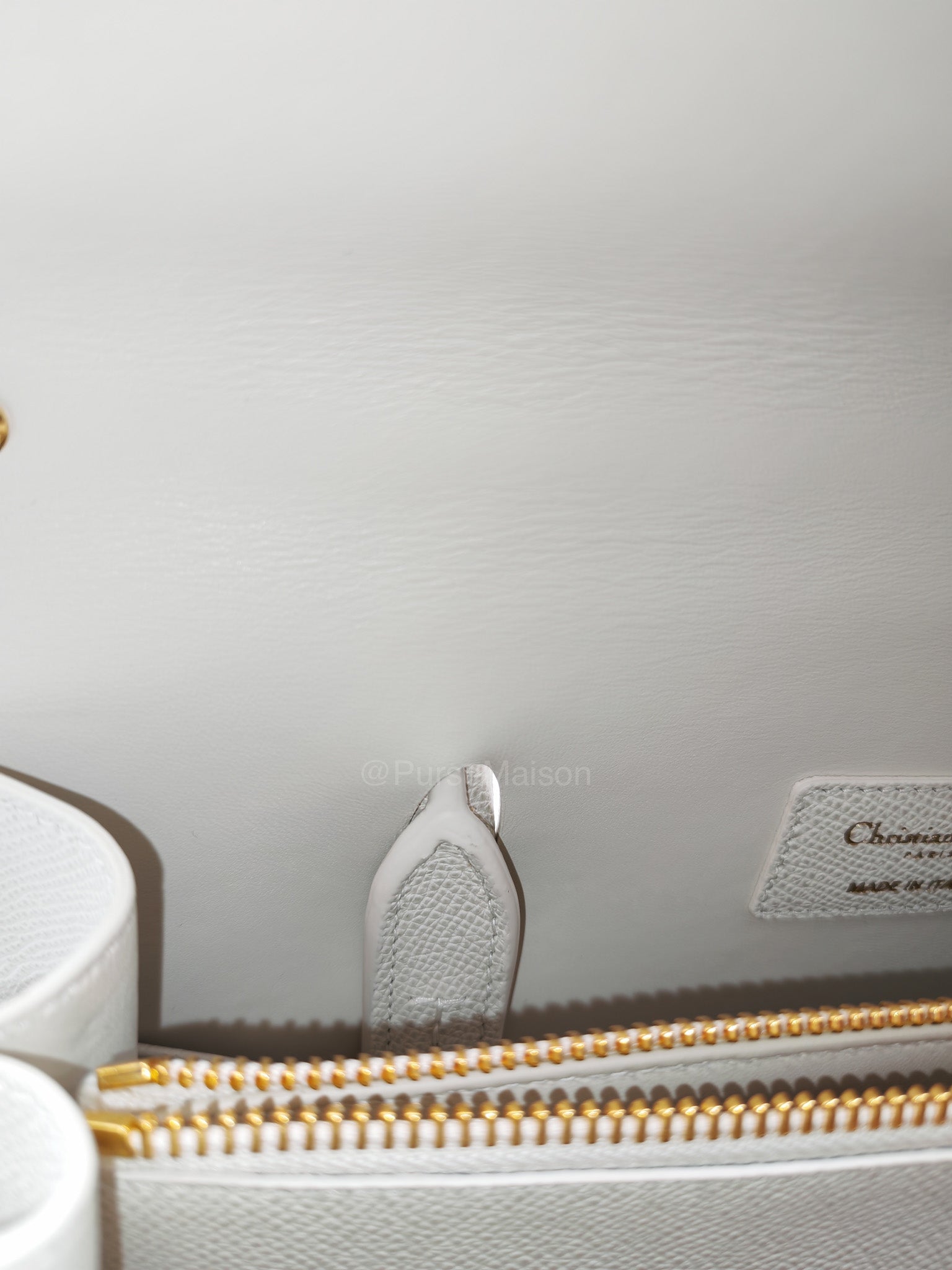 Christian Dior Saint Honore Tote Bag in Off White Grained Calfskin Leather Shoulder Bag
