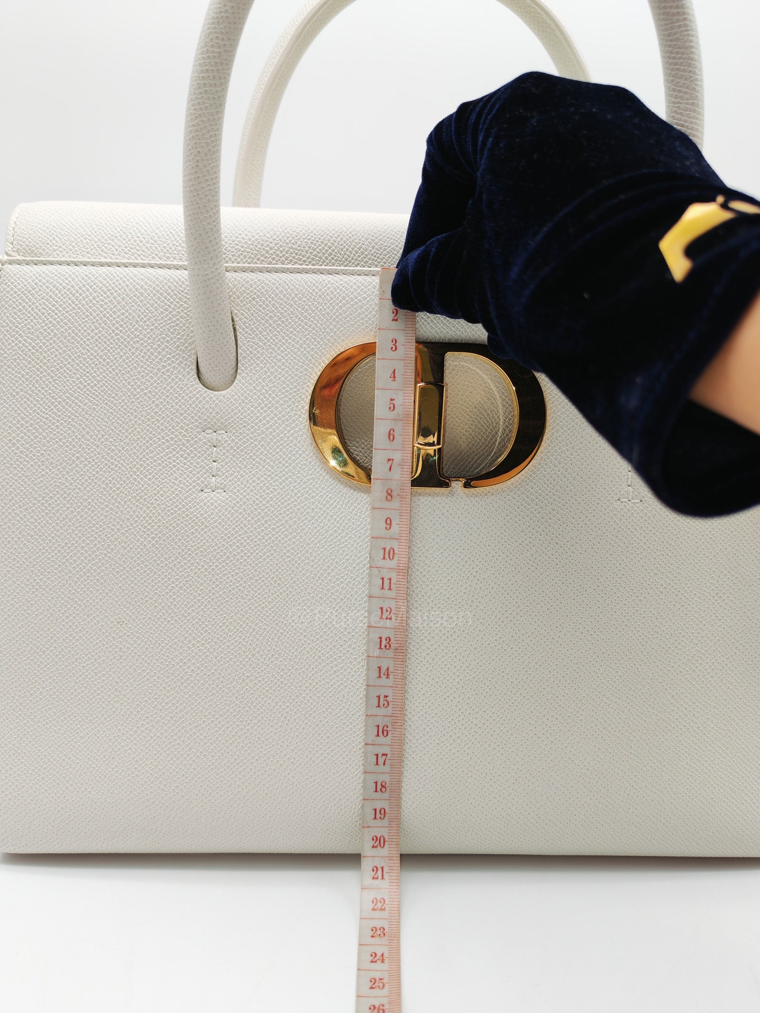 Christian Dior Saint Honore Tote Bag in Off White Grained Calfskin Leather Shoulder Bag