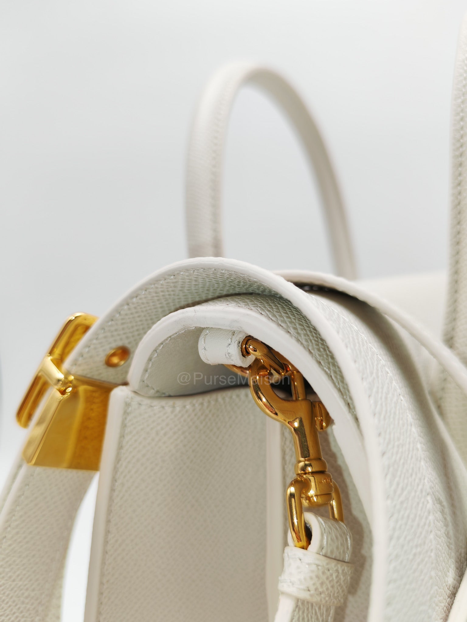 Christian Dior Saint Honore Tote Bag in Off White Grained Calfskin Leather Shoulder Bag