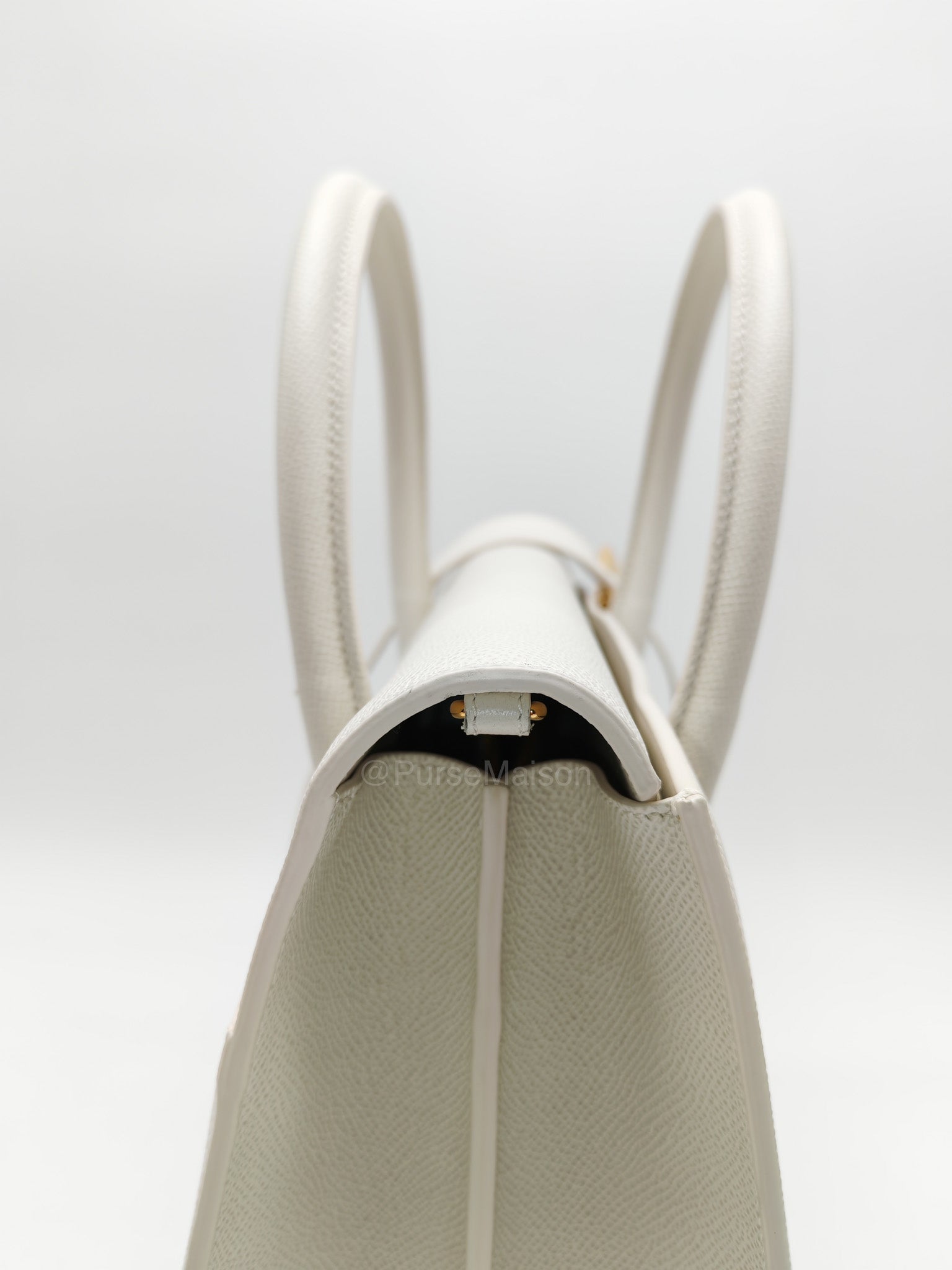 Christian Dior Saint Honore Tote Bag in Off White Grained Calfskin Leather Shoulder Bag