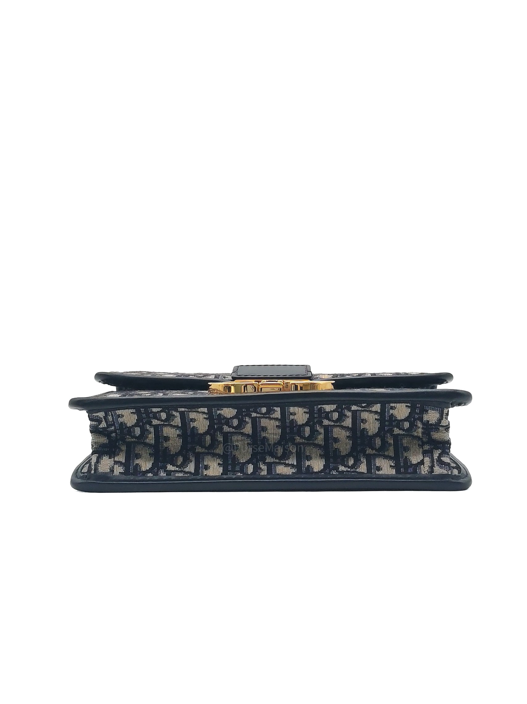 Christian Dior 30 Montaigne Bag in BLue Dior Oblique Jacquard Canvas and Gold Hardware