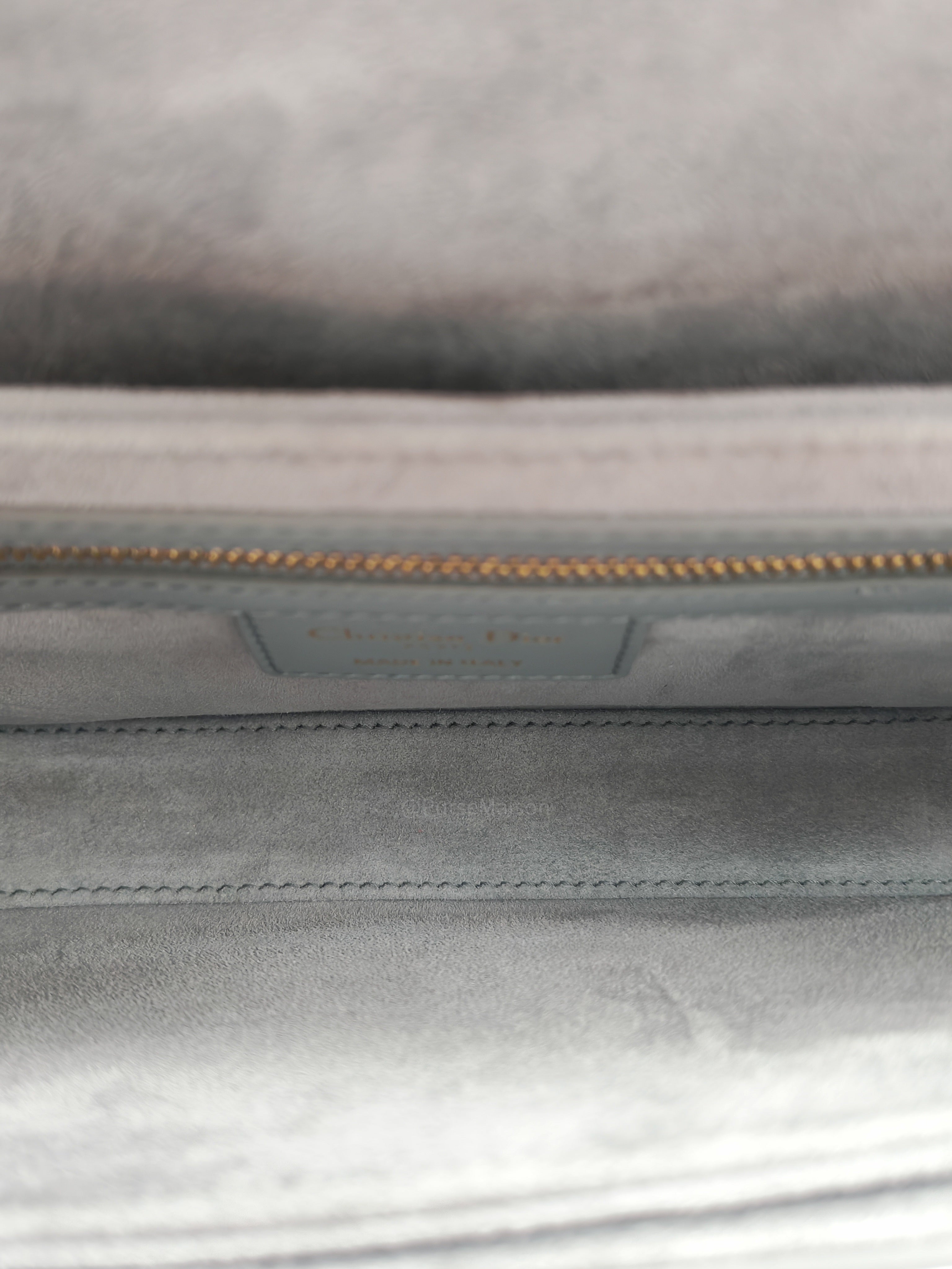 Christian Dior 30 Montaigne Avenue Bag in Gray Box Calfskin Leather and Gold Hardware
