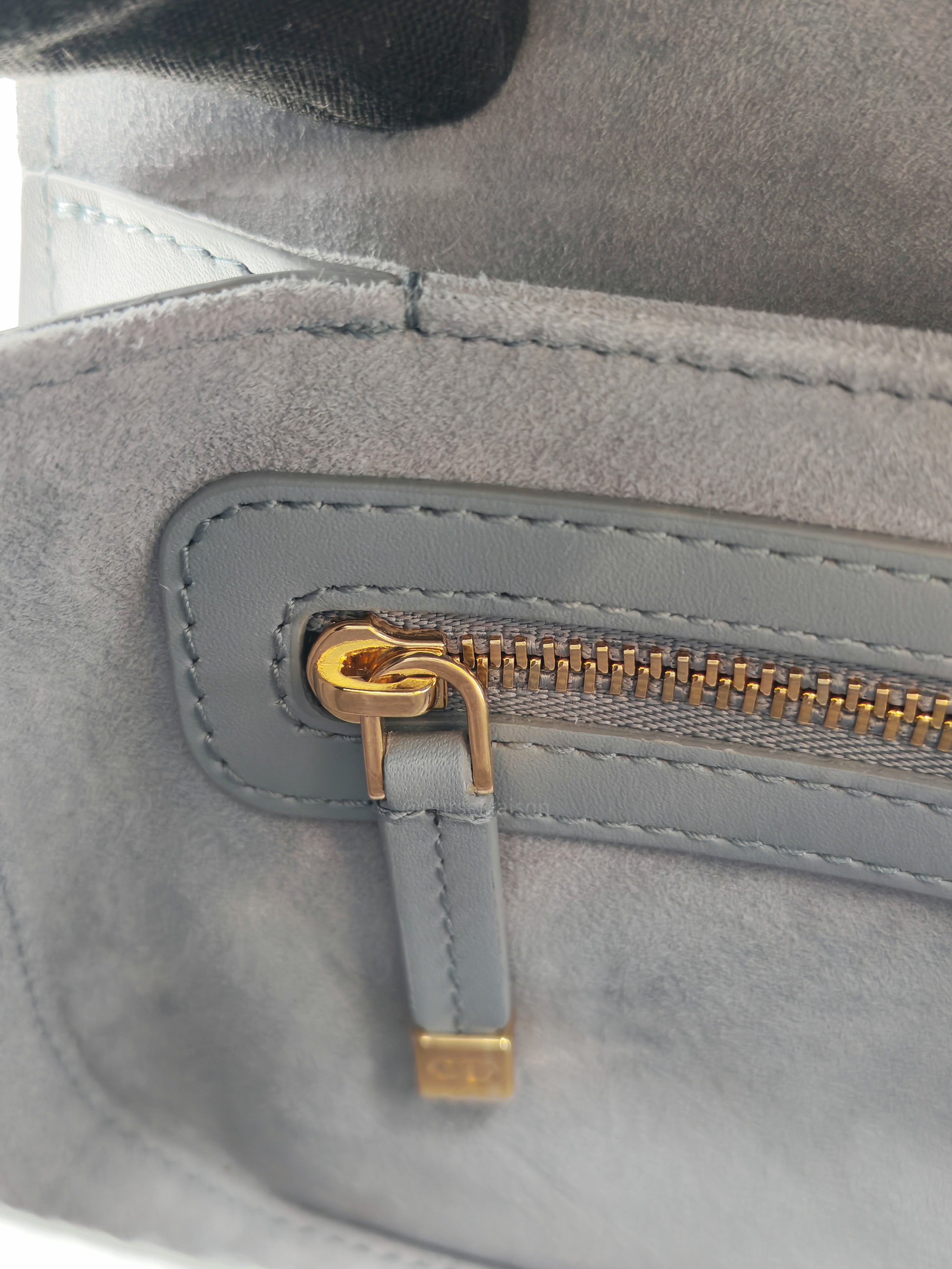 Christian Dior 30 Montaigne Avenue Bag in Gray Box Calfskin Leather and Gold Hardware