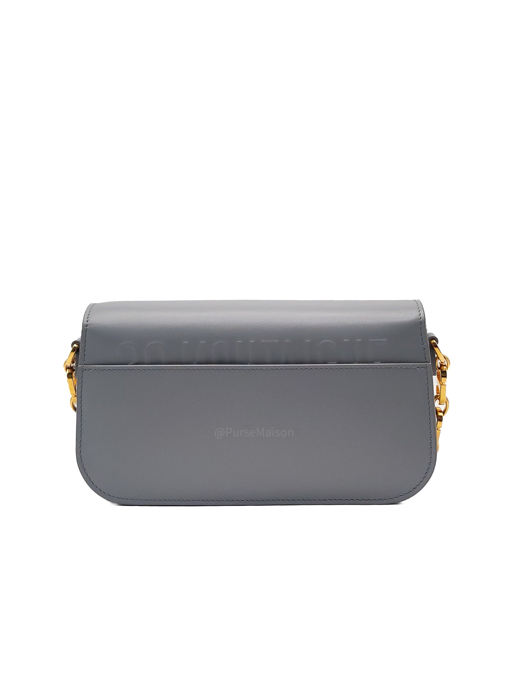 Christian Dior 30 Montaigne Avenue Bag in Gray Box Calfskin Leather and Gold Hardware
