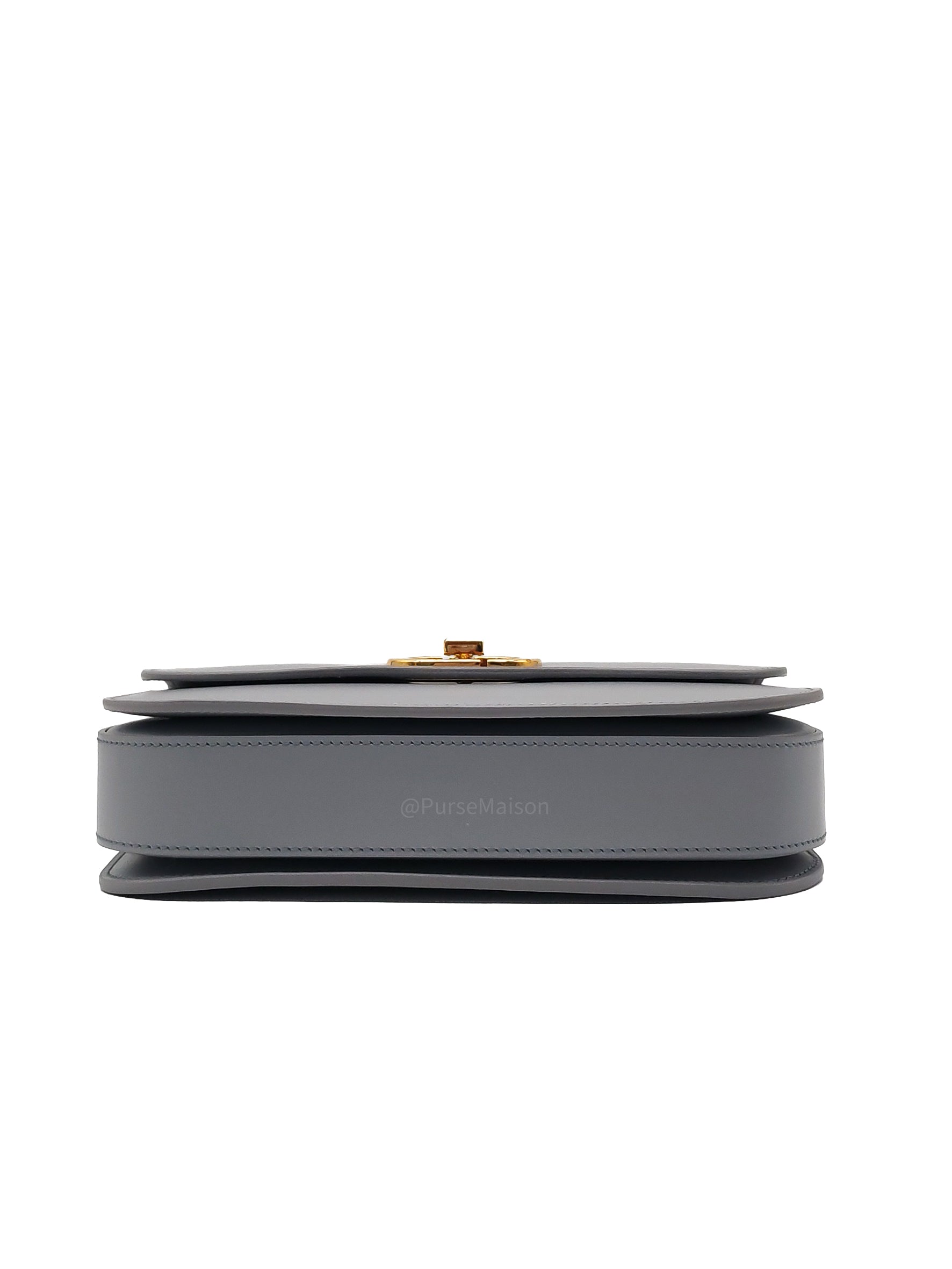Christian Dior 30 Montaigne Avenue Bag in Gray Box Calfskin Leather and Gold Hardware
