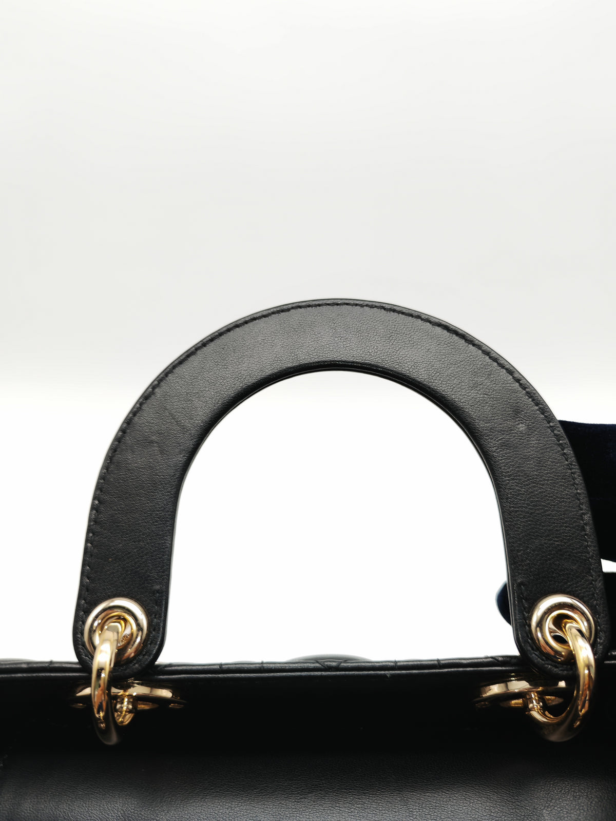 Christian Dior Lady Dior Bag Small in Black Lambskin Leather Light Gold Hardware