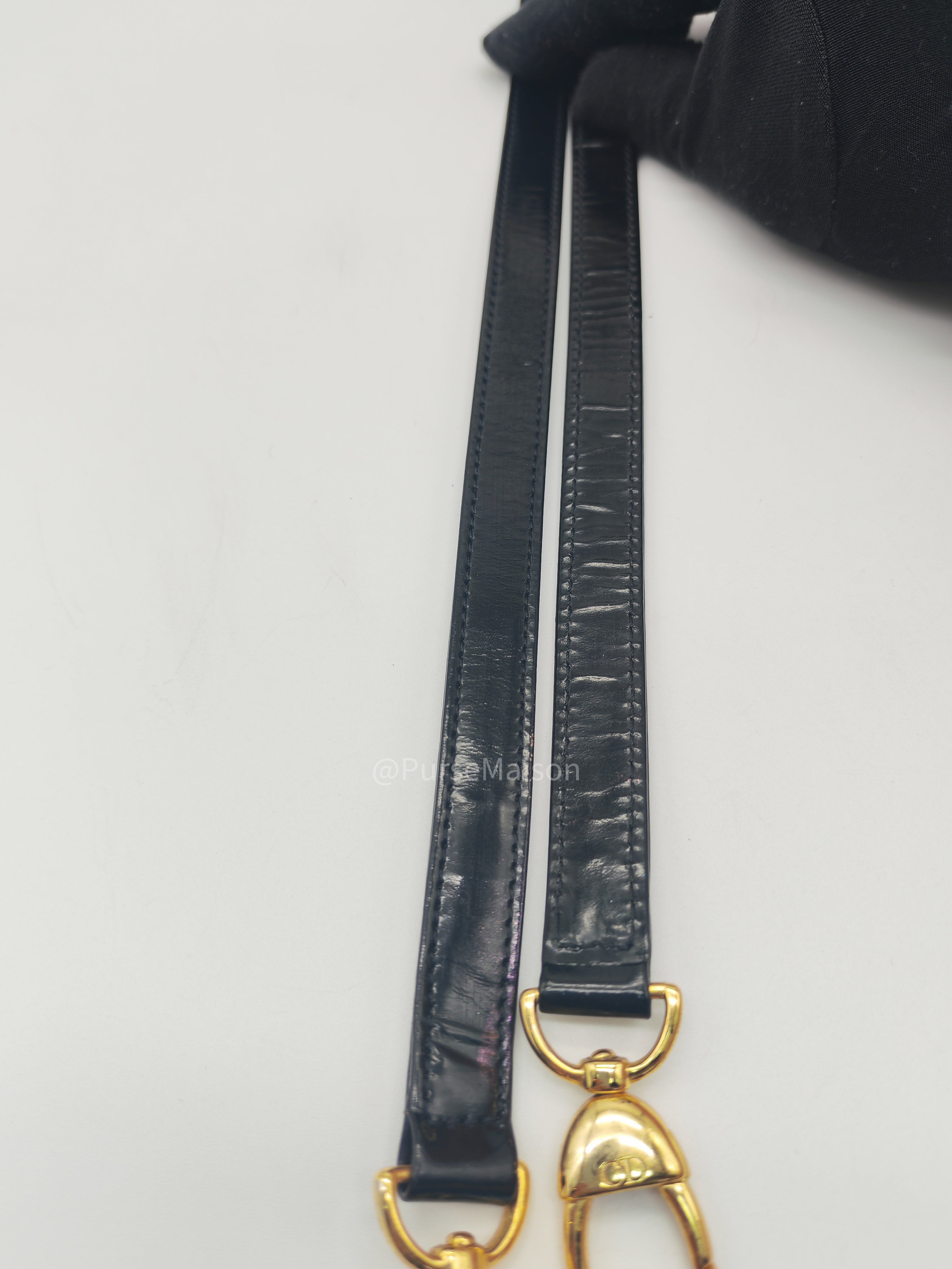 Christian Dior Lady Dior Handbag in Black Cannage Patent Leather GHW