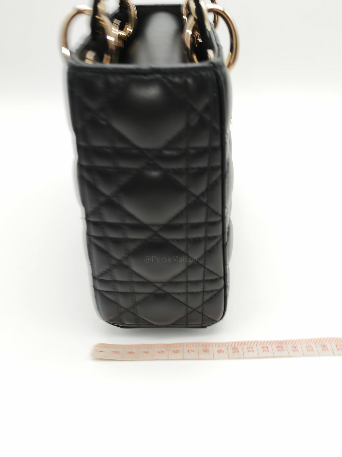 Christian Dior Small Lady Dior My ABCDior Bag in Black Lambskin Cannage Leather Light Gold Hardware