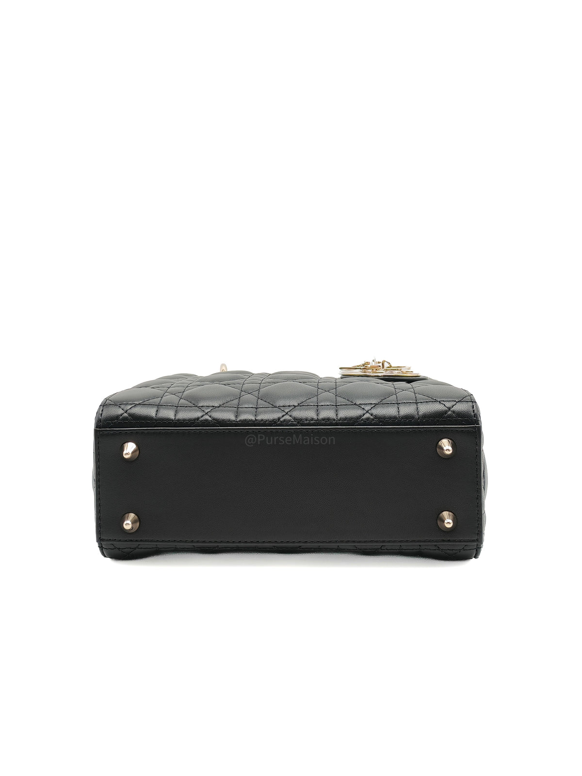 Christian Dior Small Lady Dior My ABCDior Bag in Black Lambskin Cannage Leather Light Gold Hardware
