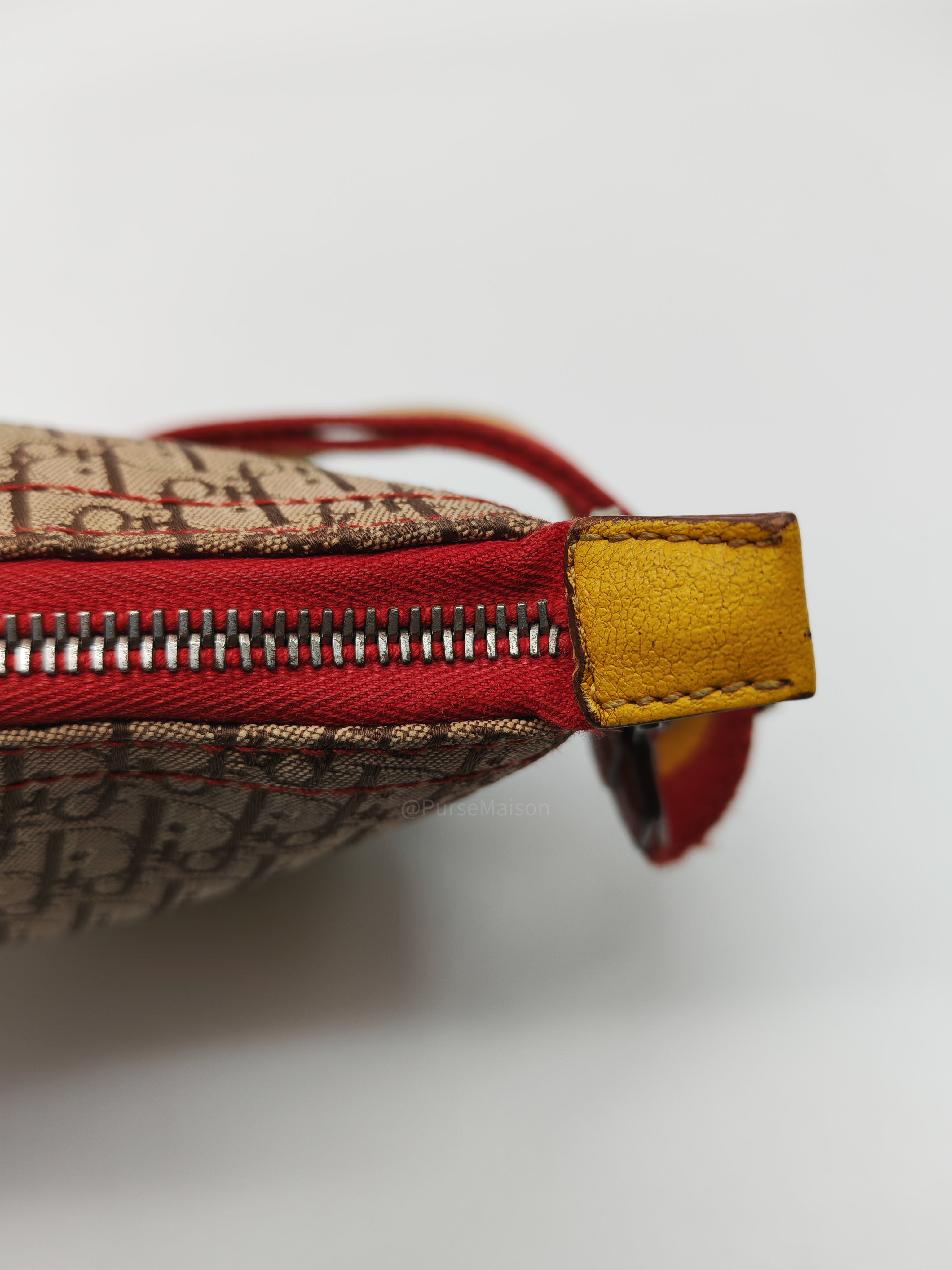 Christian Dior Rasta Trotter Double Saddle Bag in Beige Monogram Canvas with Yellow and Rasta-Colored Accents