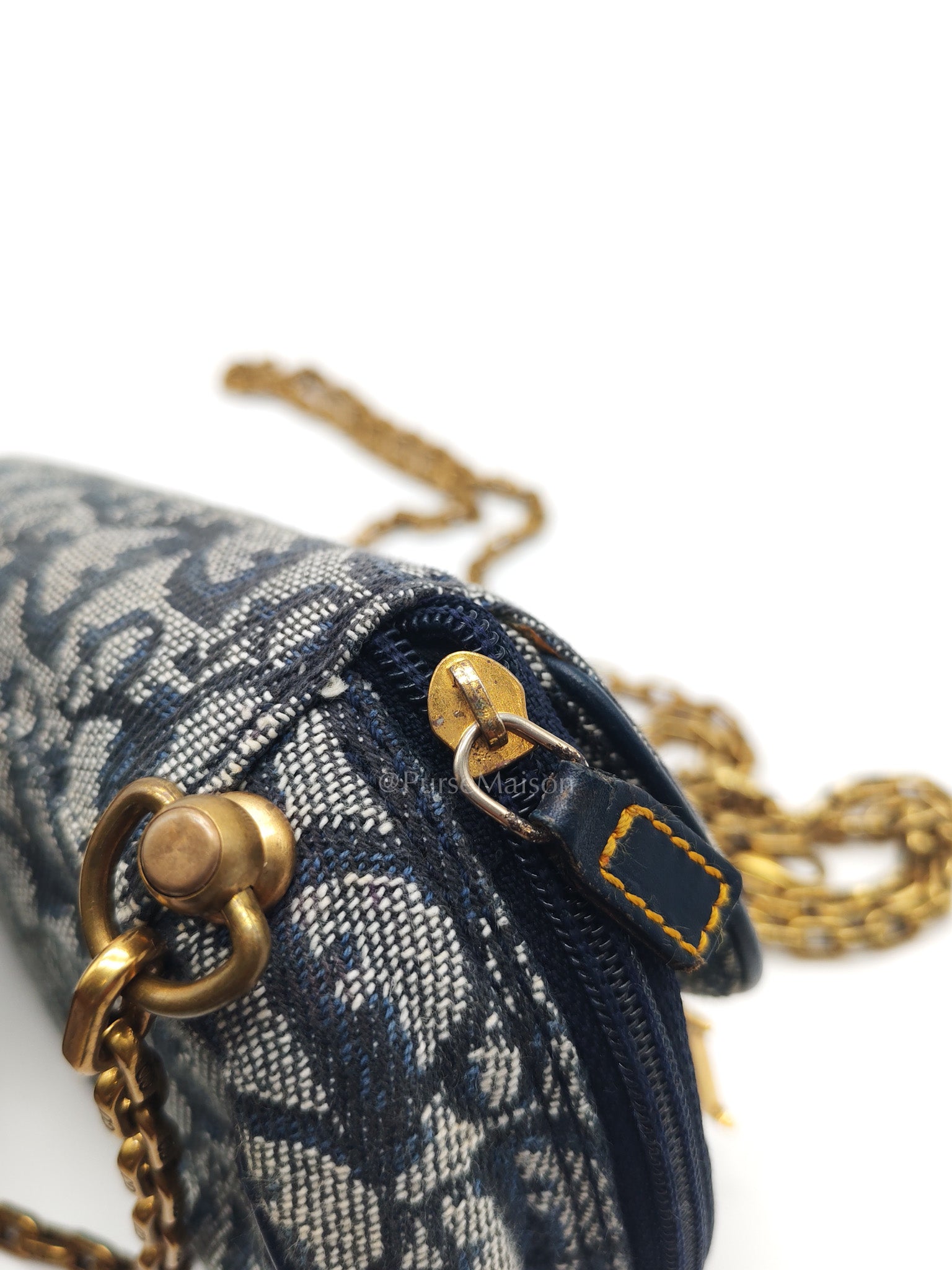 Christian Dior Saddle Pouch in Navy Blue Trotter Canvas