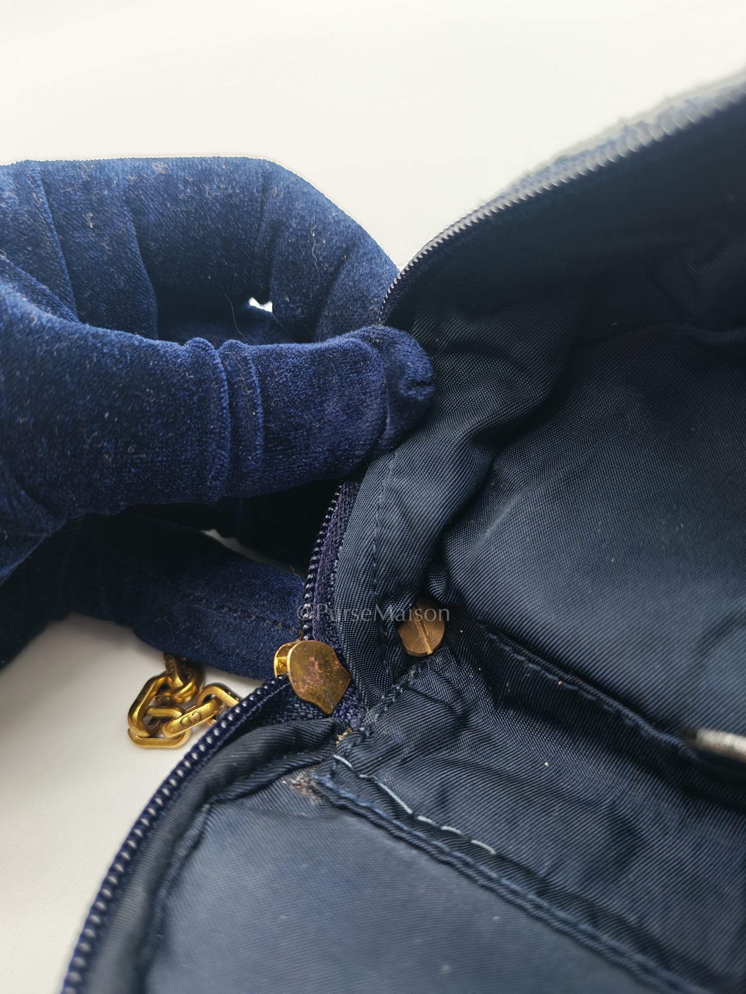 Christian Dior Saddle Pouch in Navy Blue Trotter Canvas