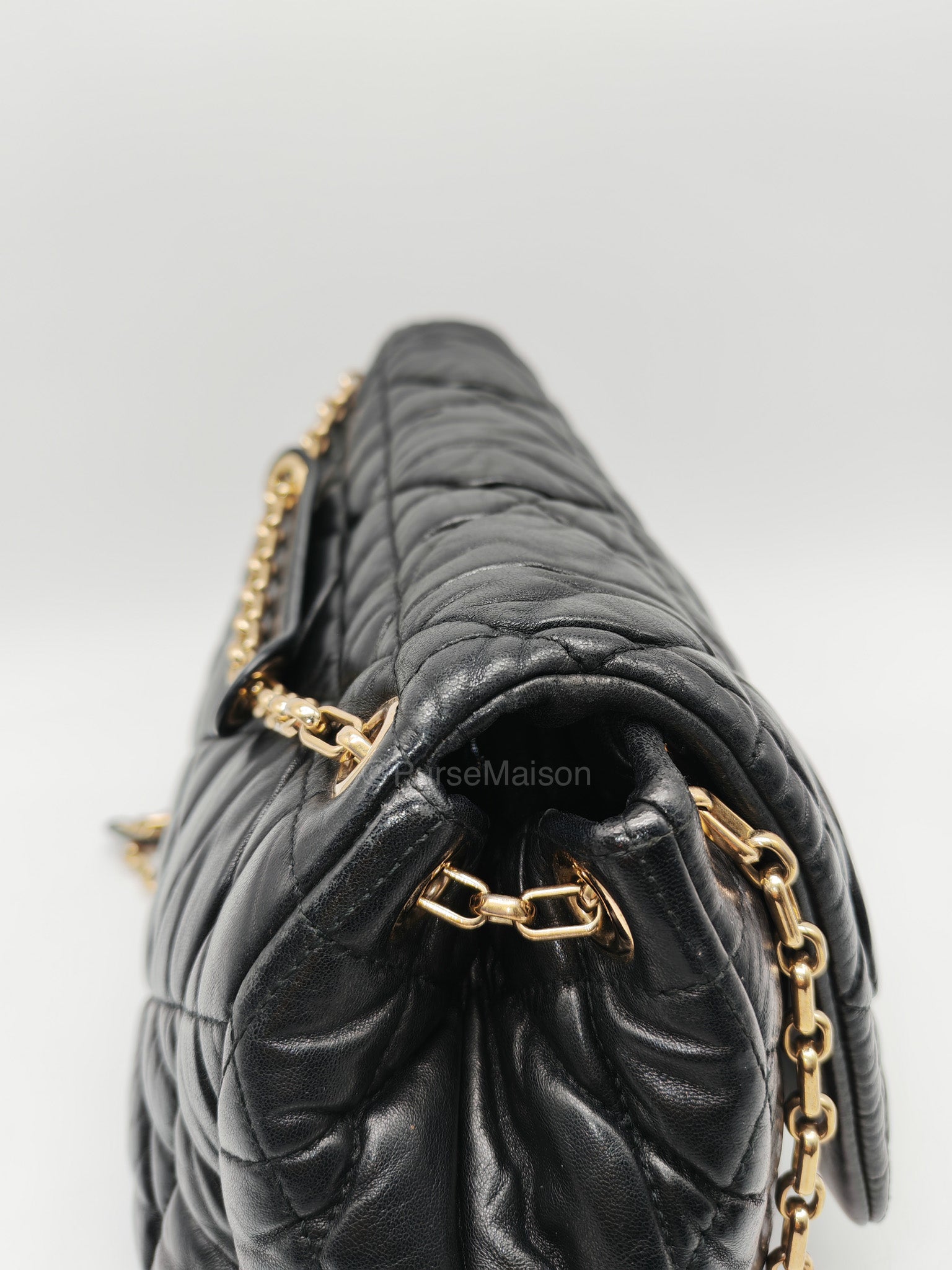 Christian Dior Milly La Foret Shoulder Bag in Black Quilted Cannage Lambskin Leather and Light Gold Hardware