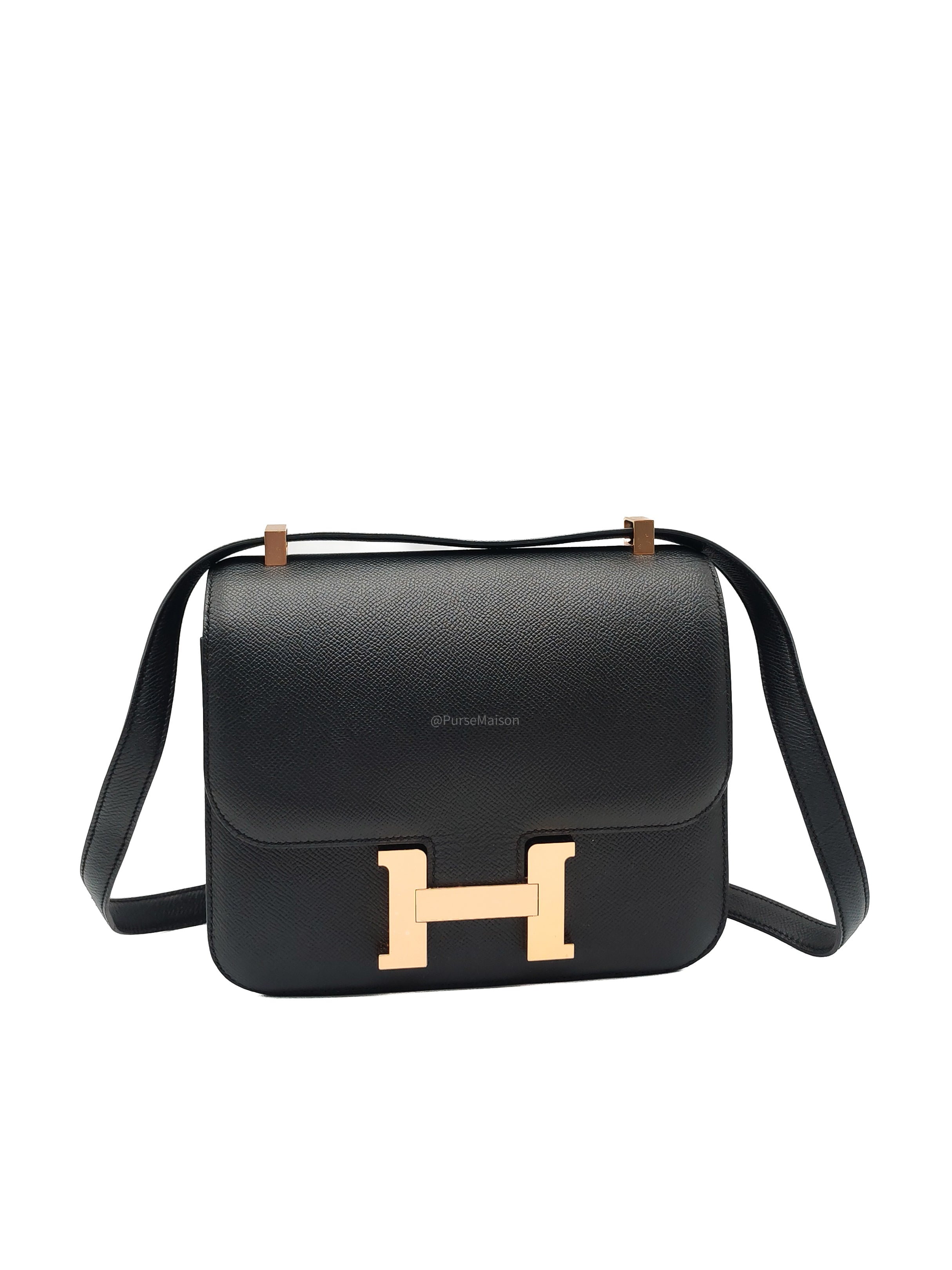 Hermes Constance 24 in Black Epsom Leather and Rose Gold Hardware Stamp A (2017)