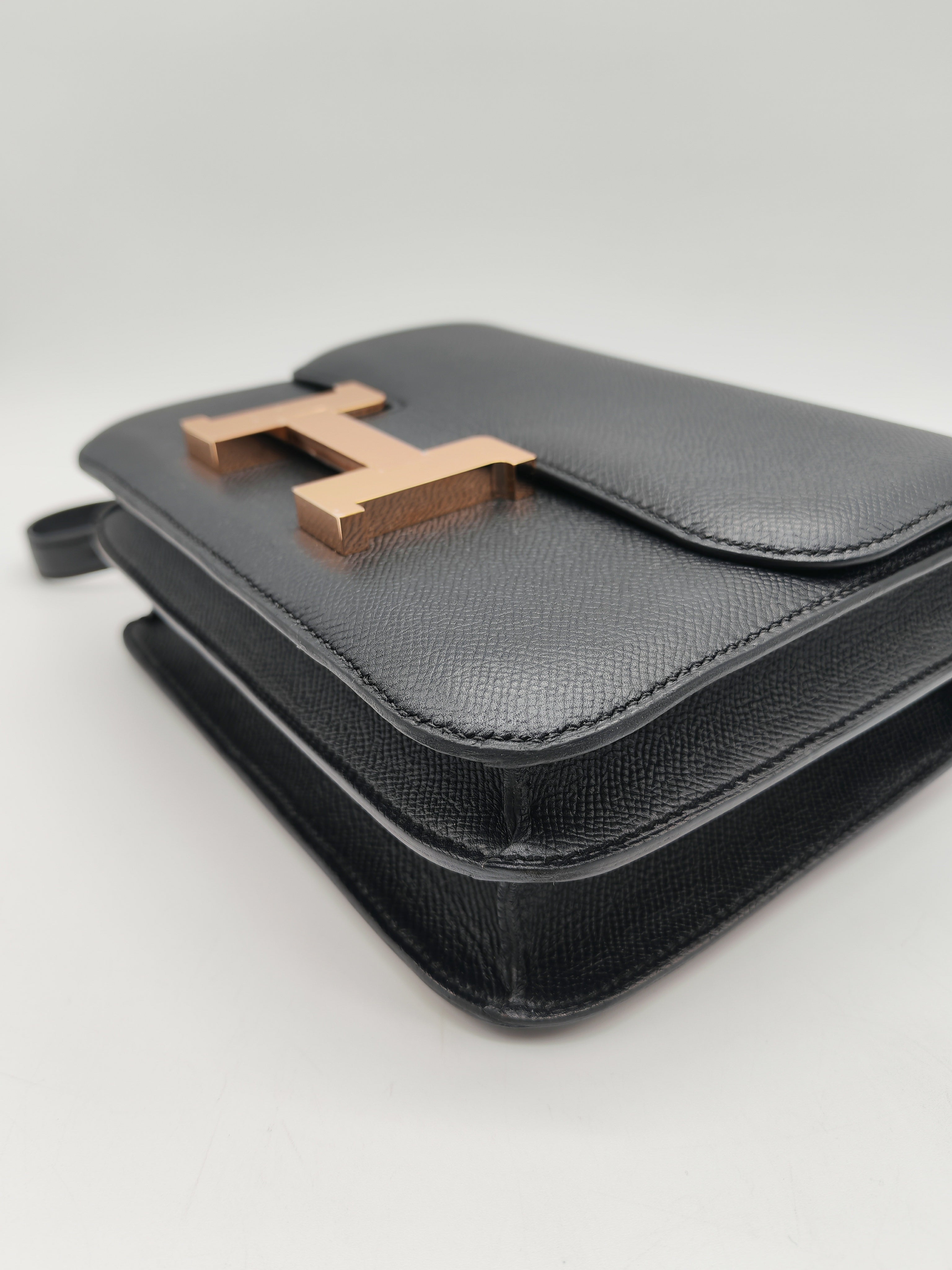 Hermes Constance 24 in Black Epsom Leather and Rose Gold Hardware Stamp A (2017)