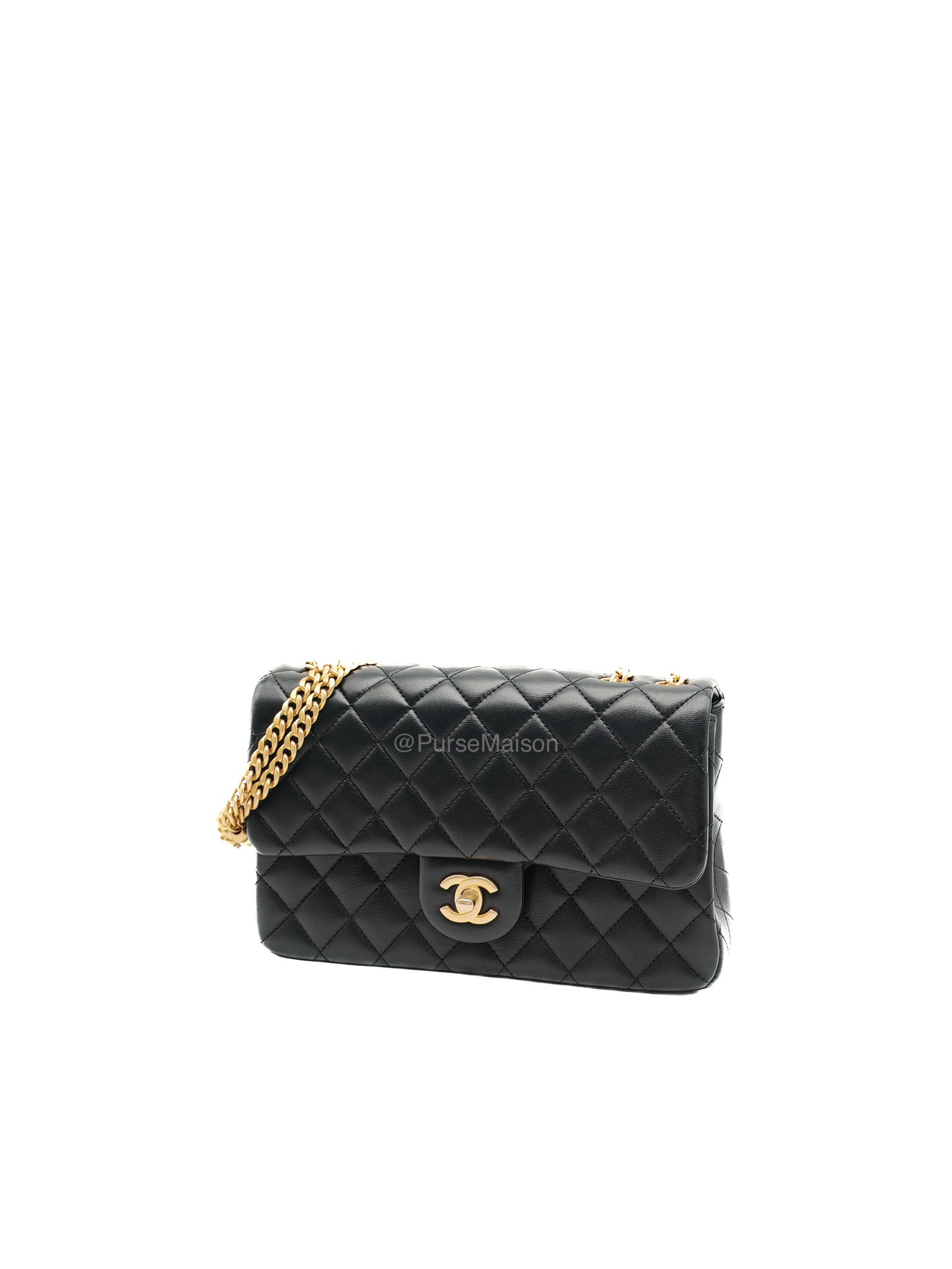 Chanel Camellia Crush Flap Medium in Black Quilted Lambskin Leather and Aged Gold Hardware Microchip