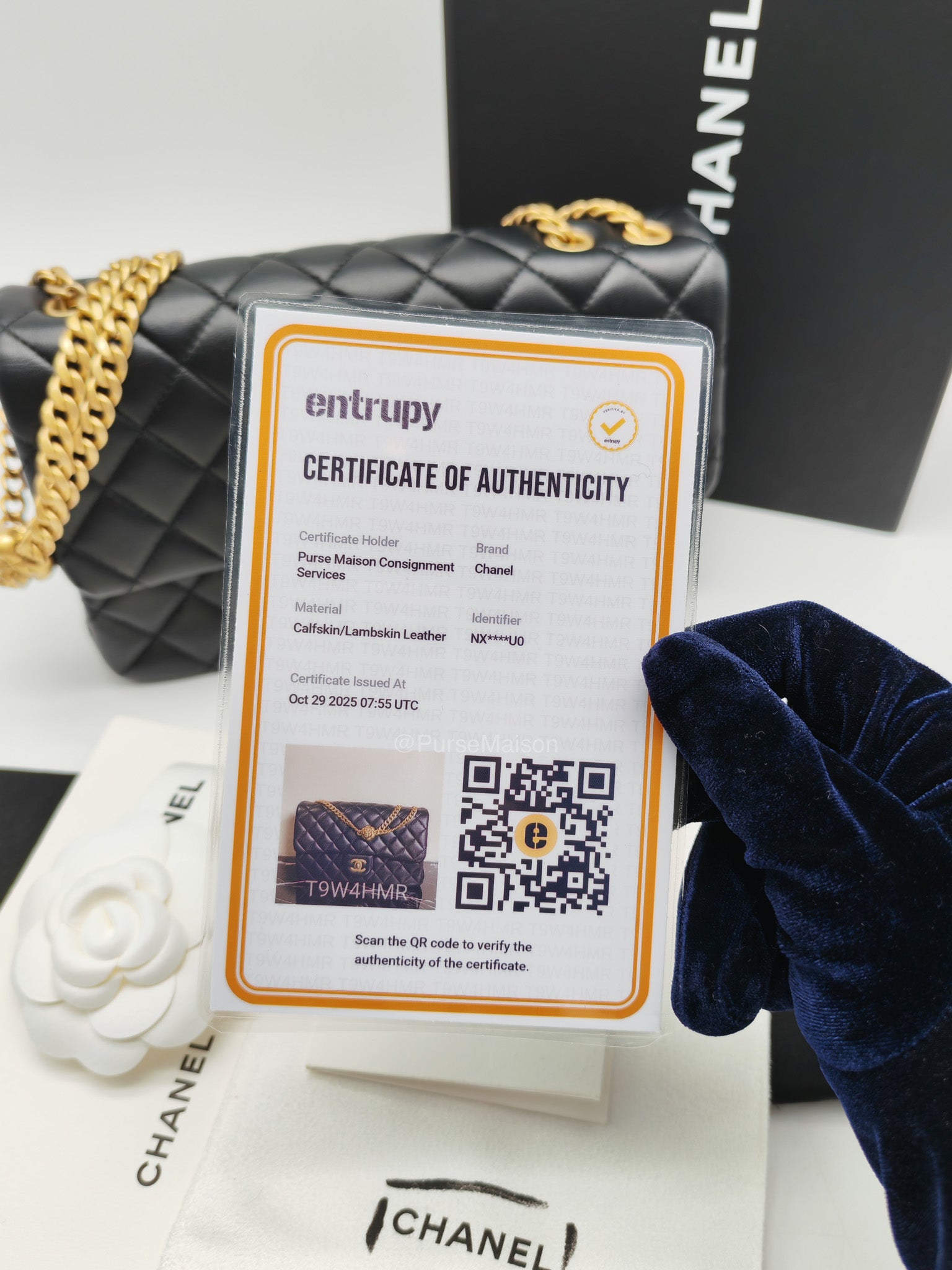 Chanel Camellia Crush Flap Medium in Black Quilted Lambskin Leather and Aged Gold Hardware Microchip